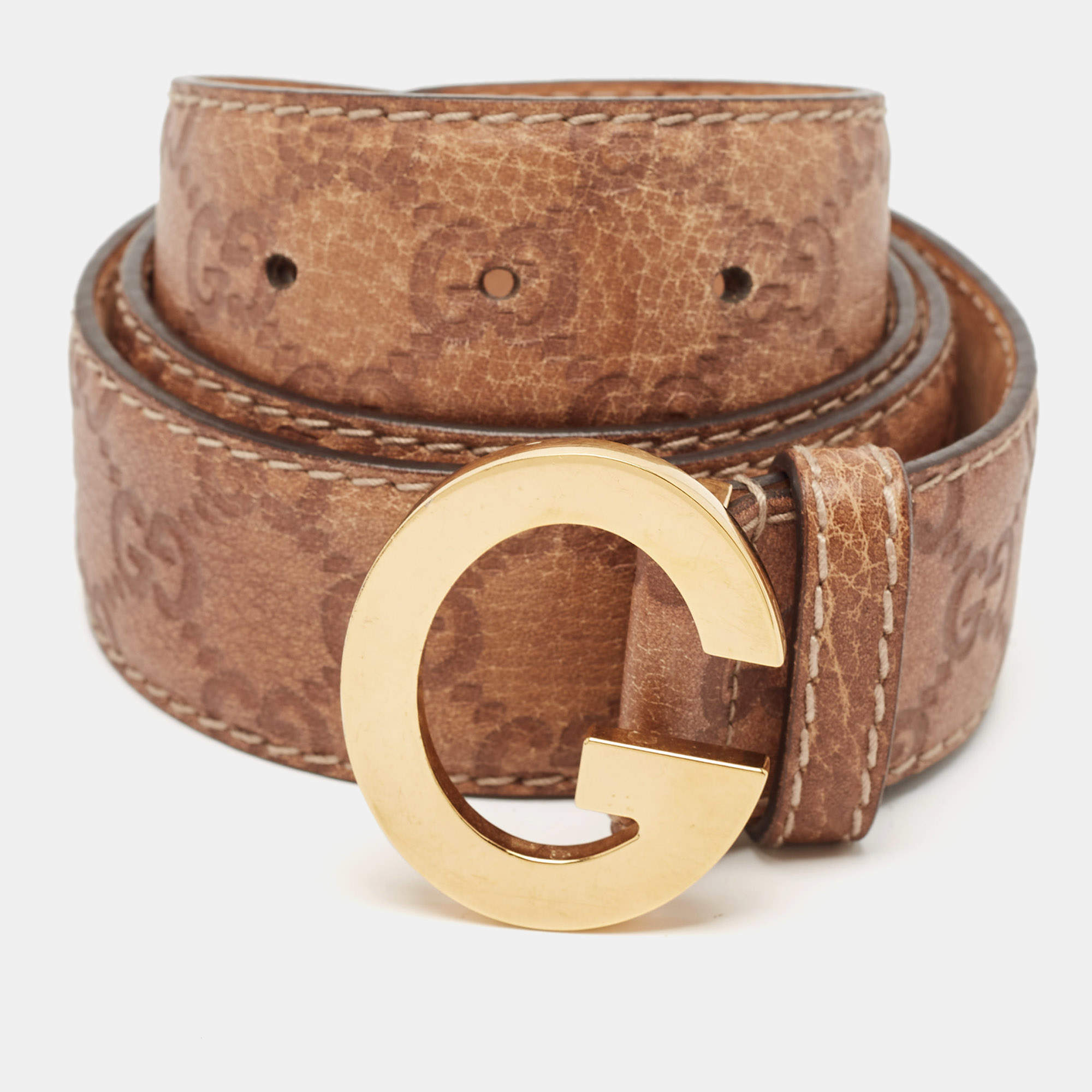 مملوكة مسبقًا Gucci Brown Guccissima Leather G Buckle Belt 90CM