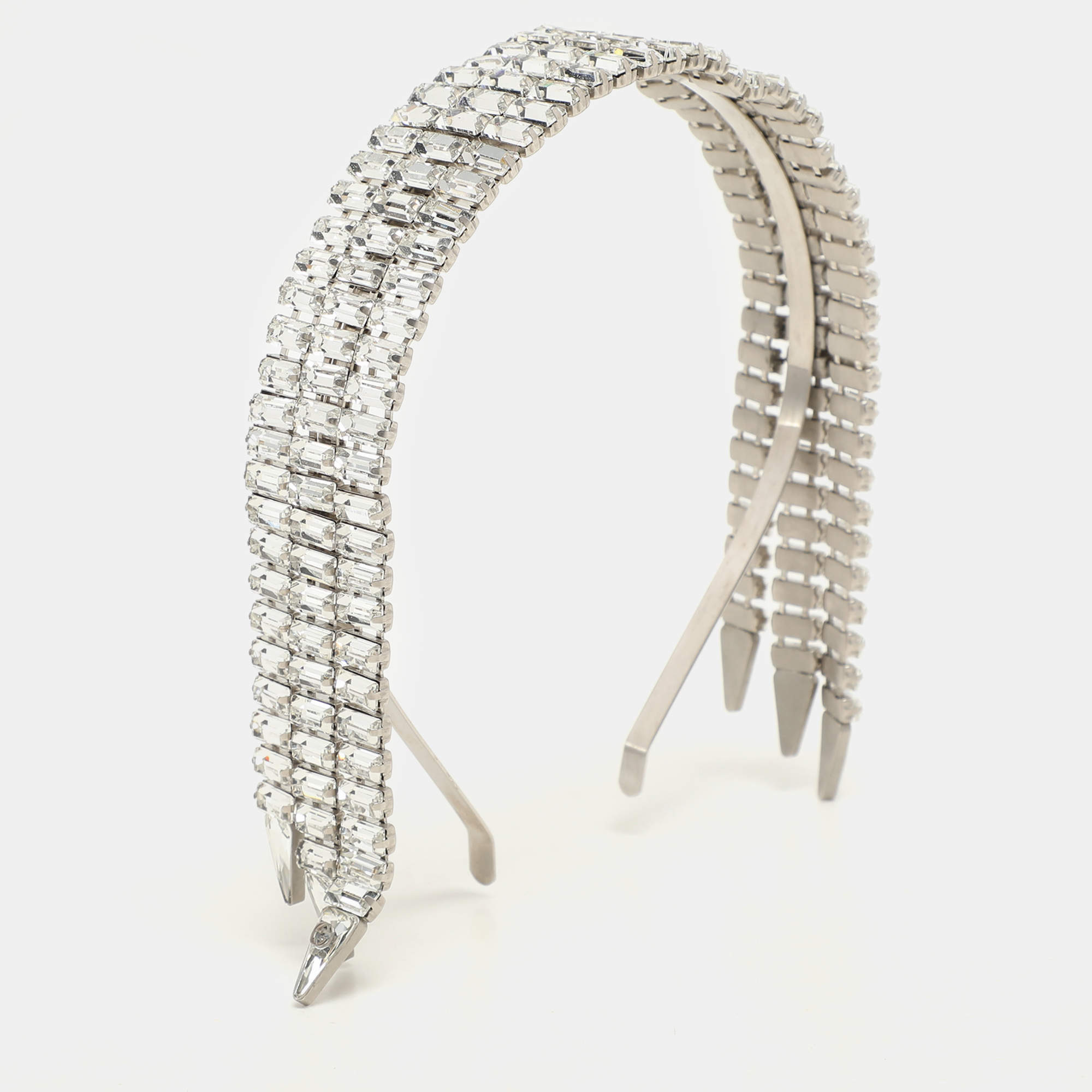Gucci Silver Tone Metal and Crystal Embellishment Headband