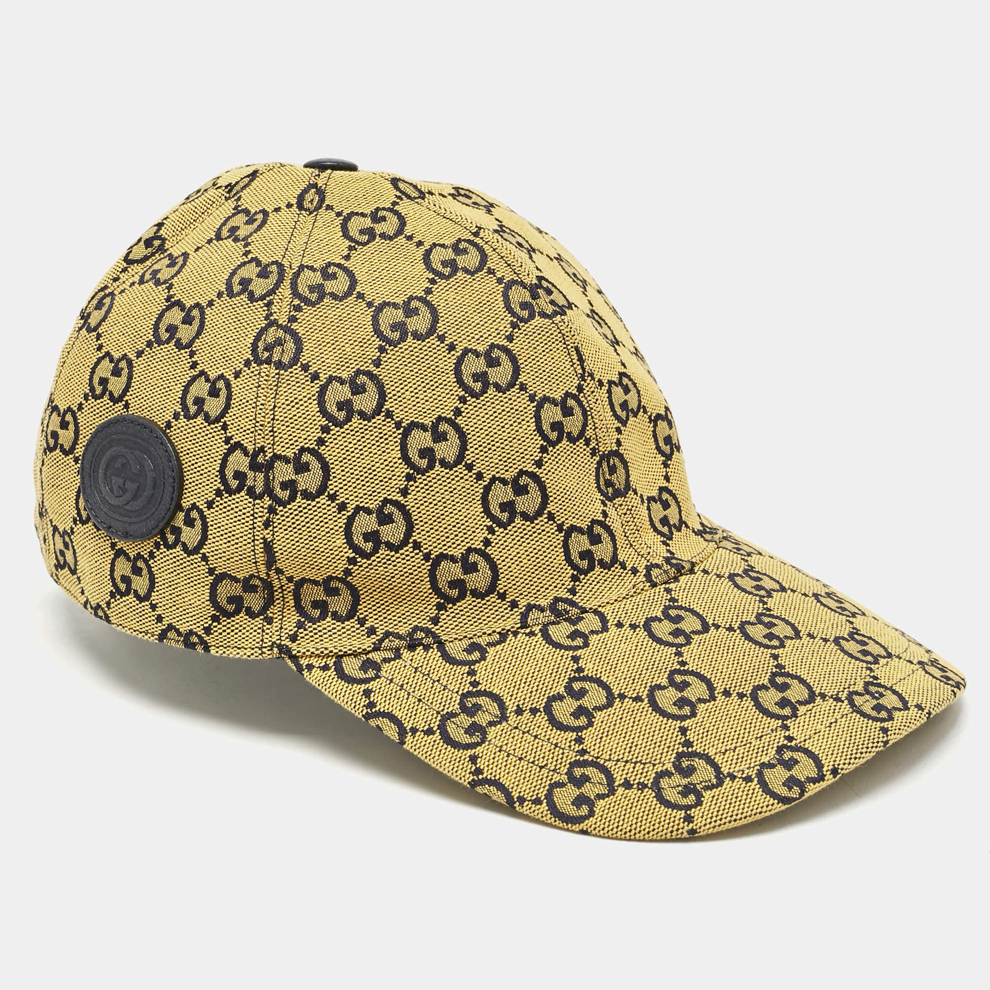 Pre Owned Gucci Yellow GG Canvas Baseball Cap S
