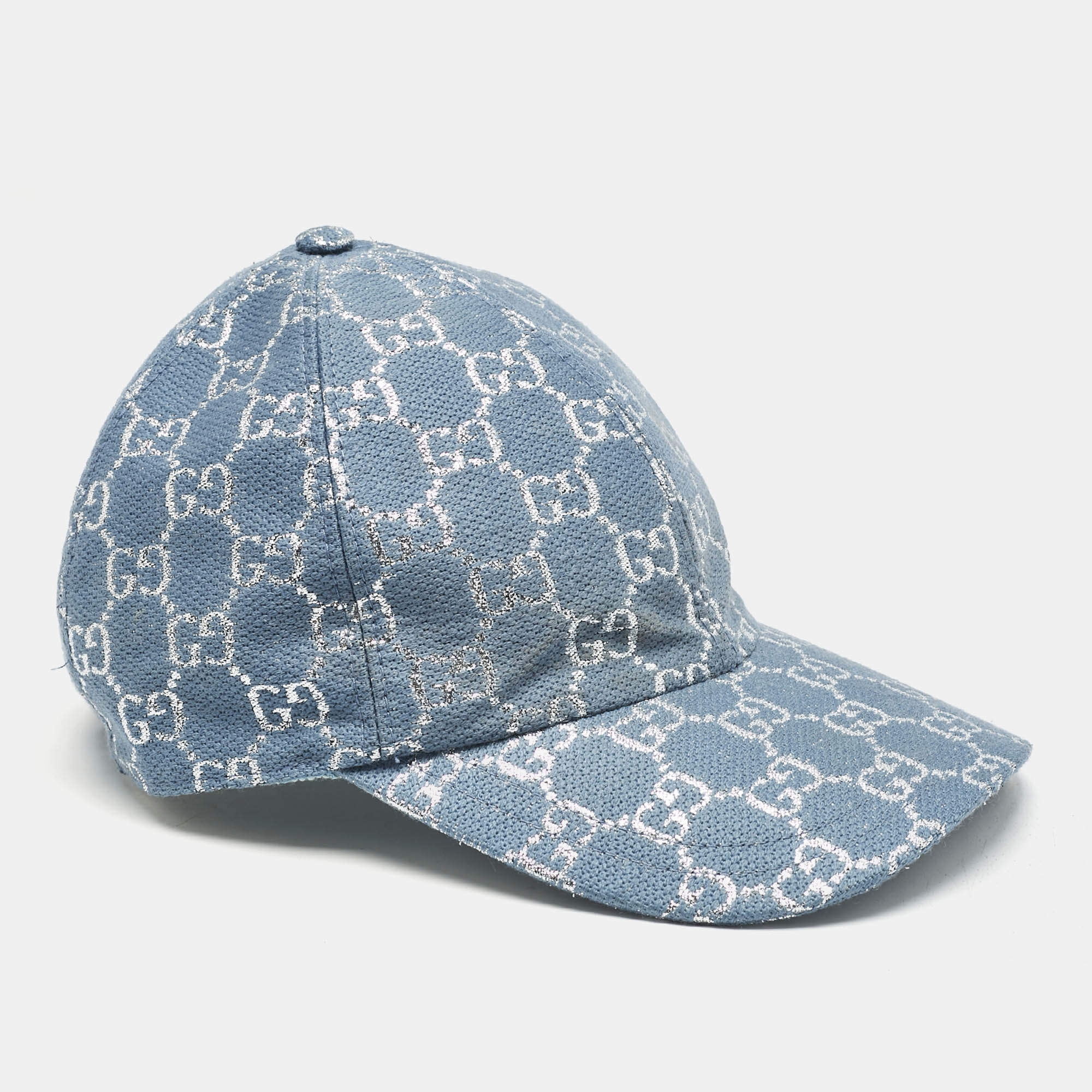 Pre Owned Gucci Blue GG Lamé Baseball Cap S