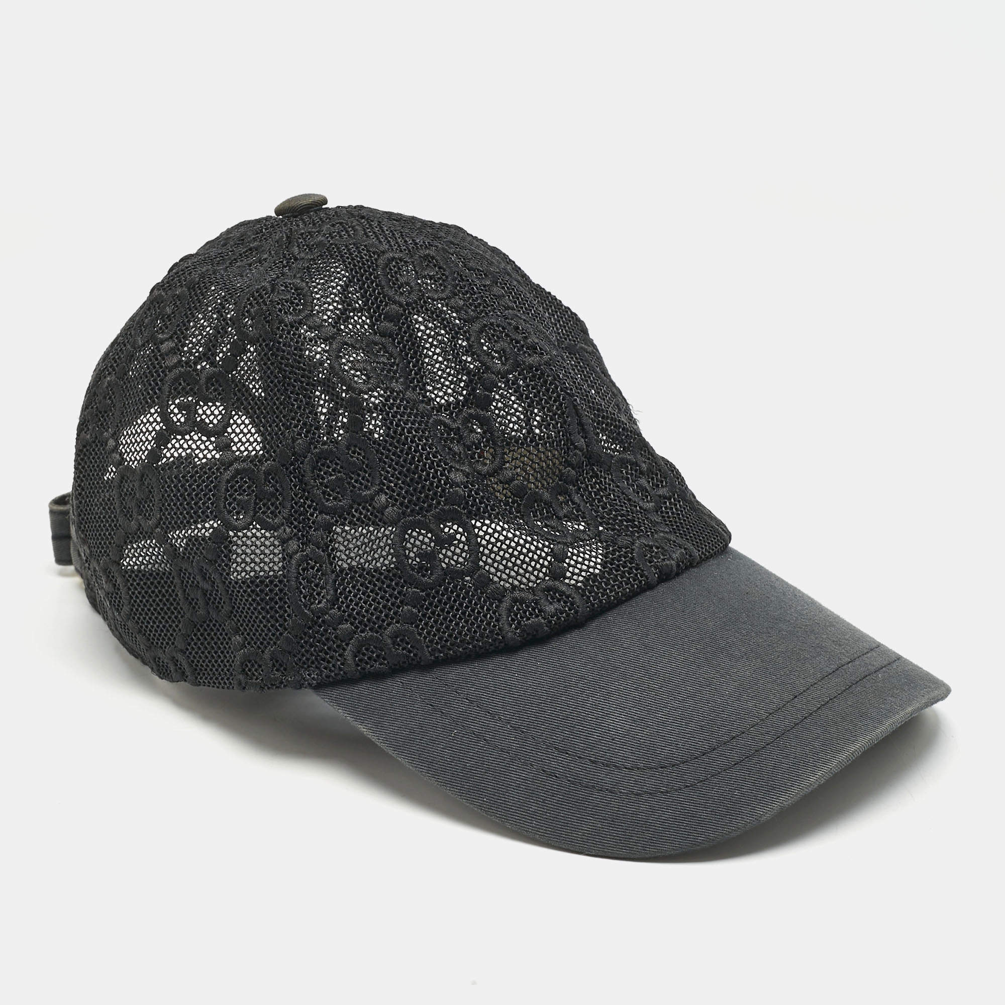 Pre Owned Gucci Black GG Mesh Baseball Cap S