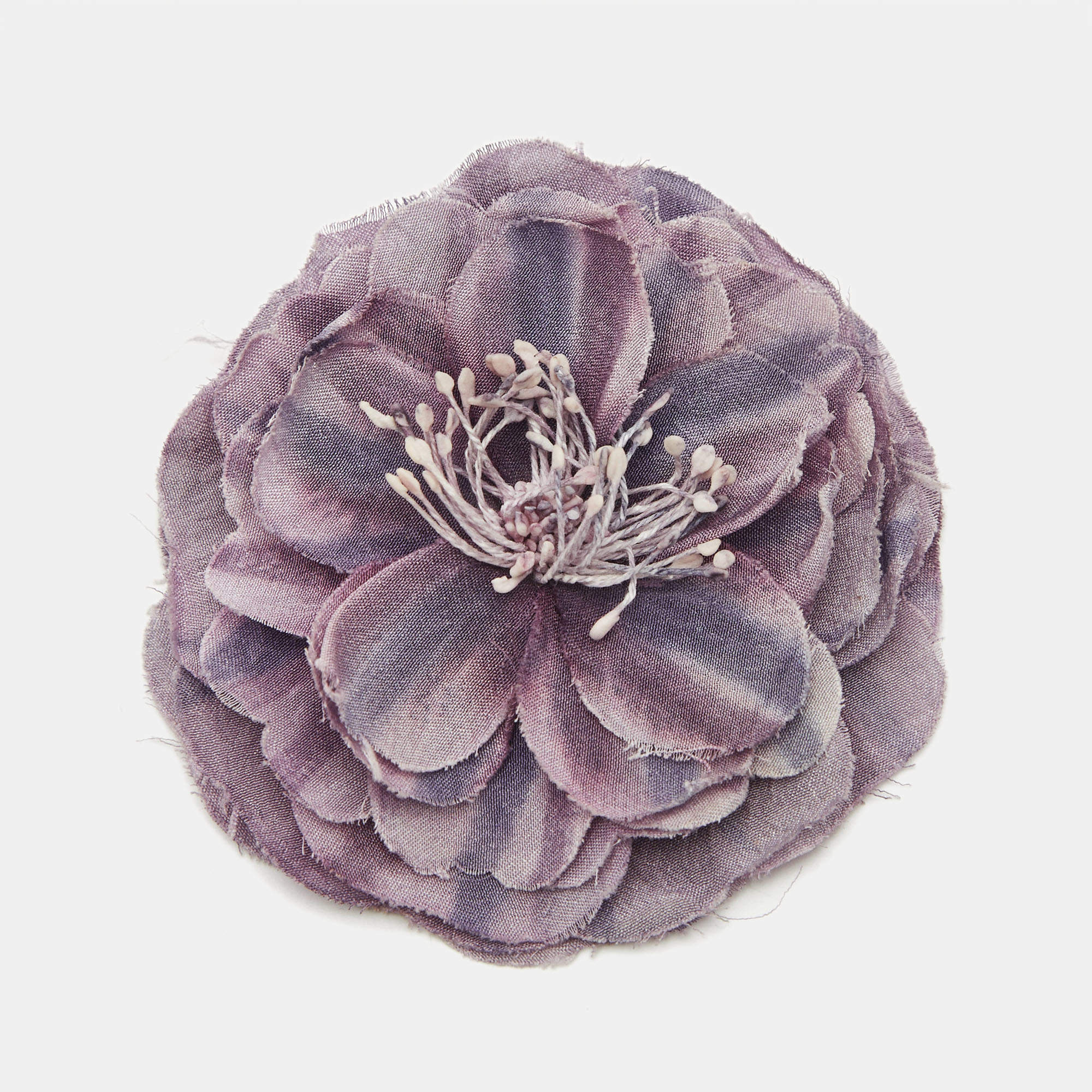 Pre Owned Gucci Floral Fabric Gold Tone Brooch