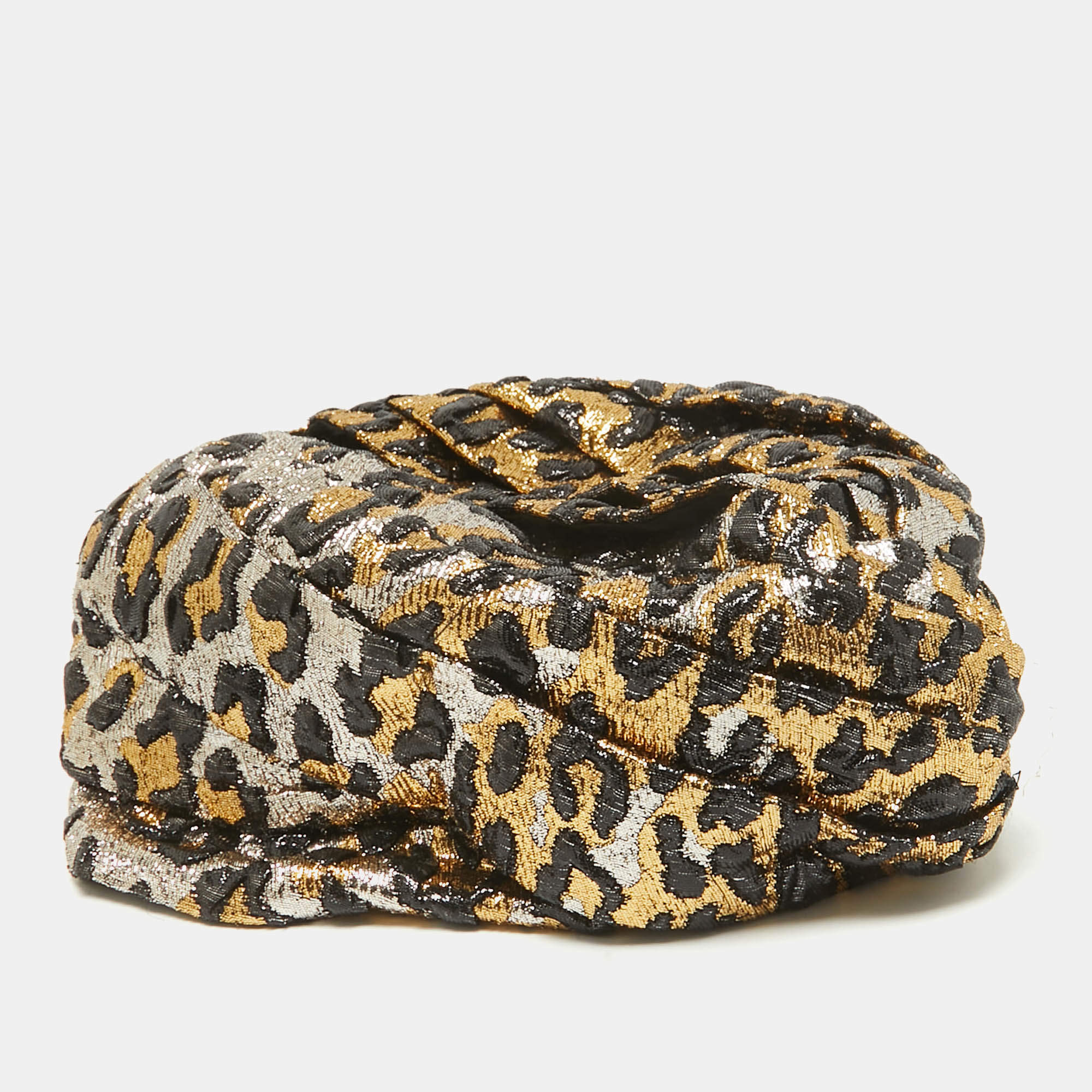 Gucci Metallic Leopard Pattern Lamé Turban Headband M