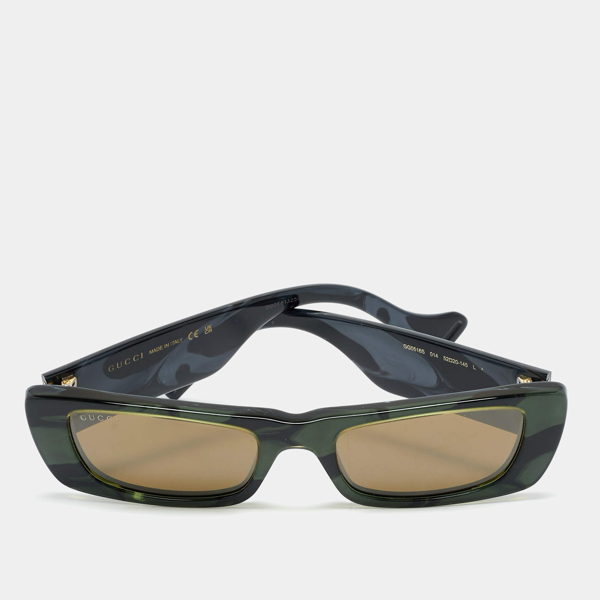 Pre Owned Gucci Green/Grey GG0516S Interlocking G Rectangle Sunglasses