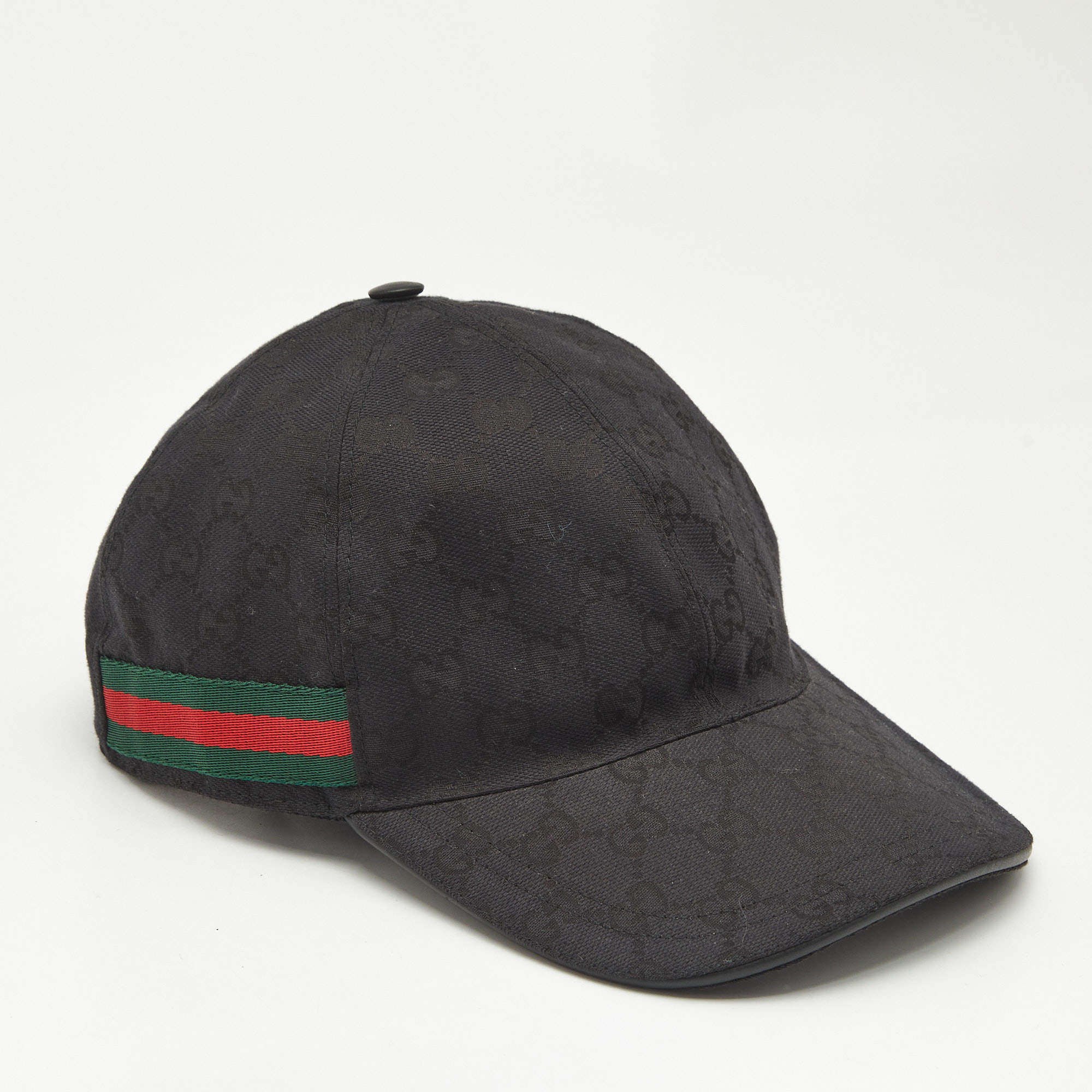 Gucci Black Original GG Canvas Web Detail Baseball Cap S