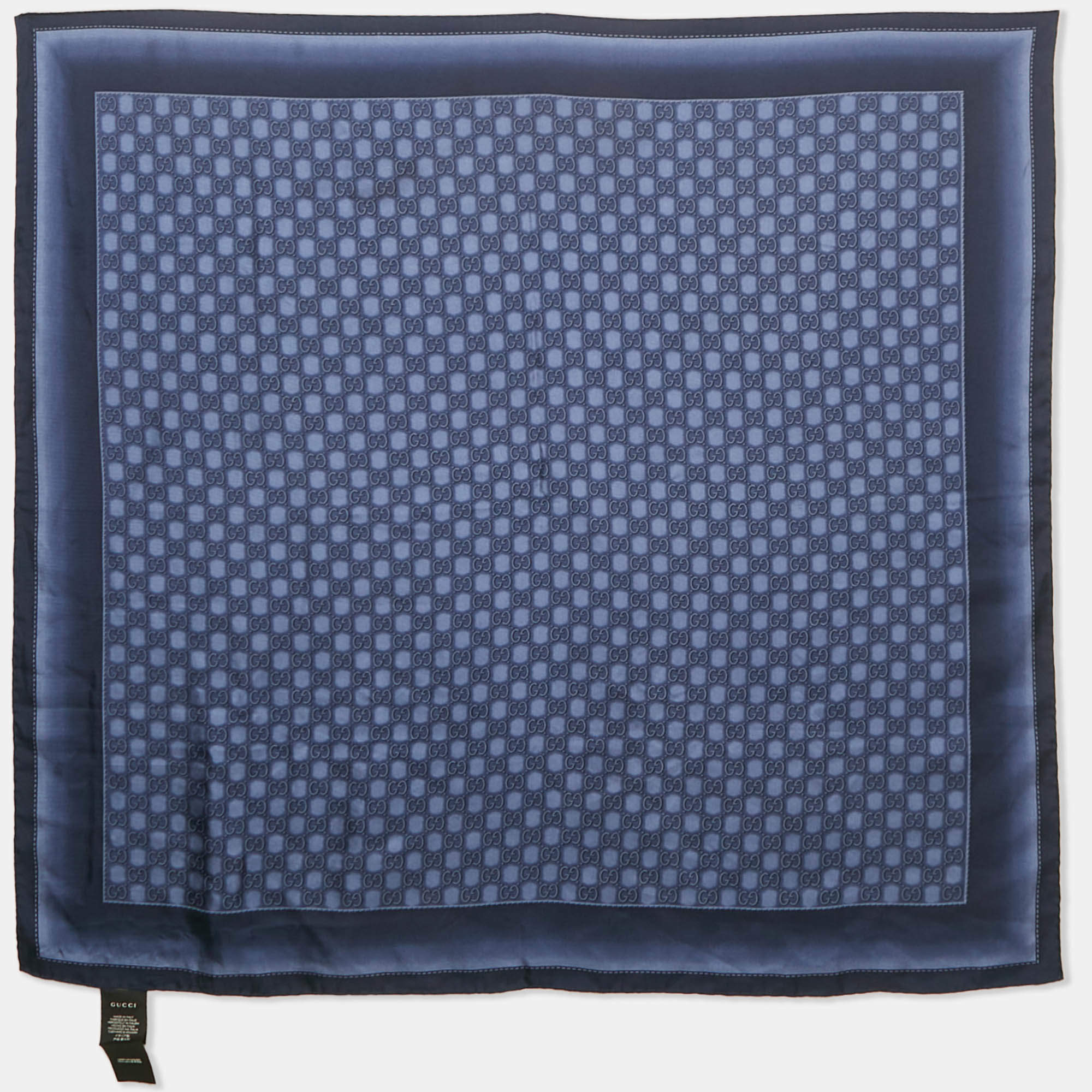 Pre Owned Gucci Blue GG Print Silk Scarf