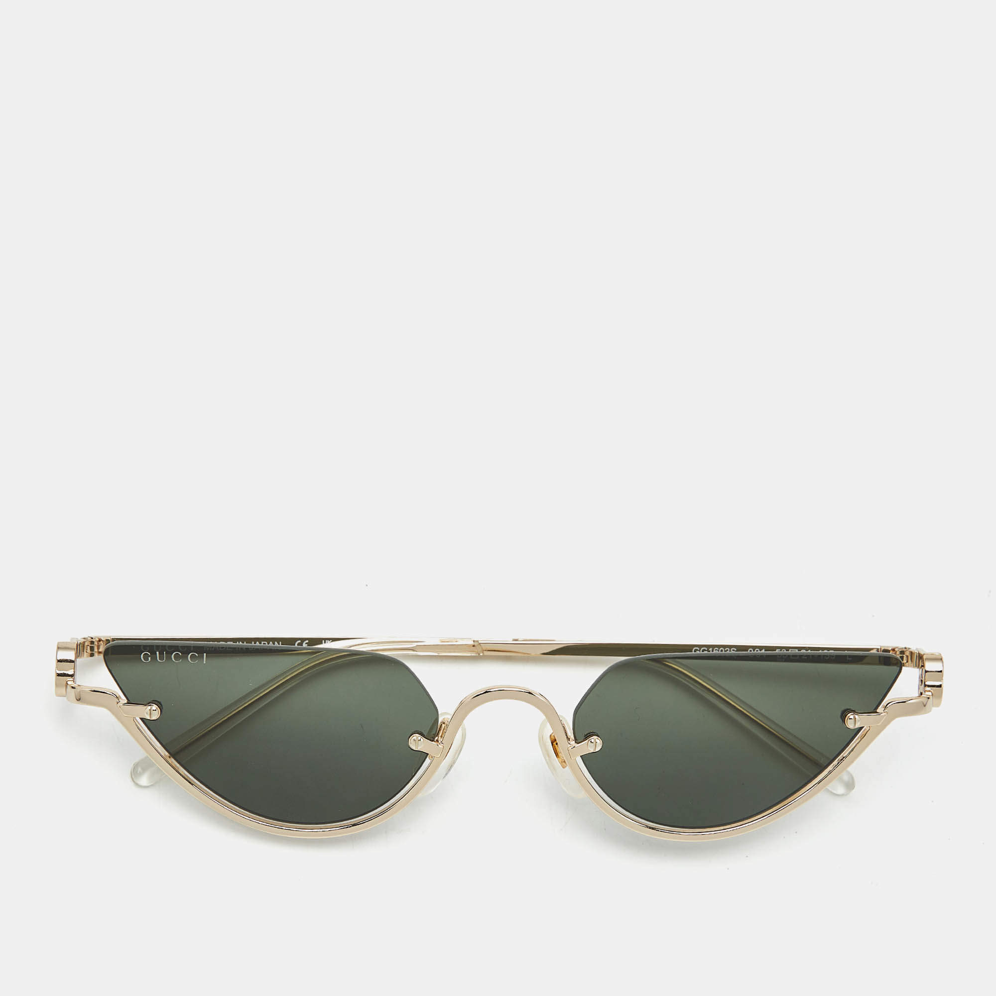 مملوكة مسبقًا Gucci Black/Gold Tone GG1603S Half Rimless Cat Eye Sunglasses