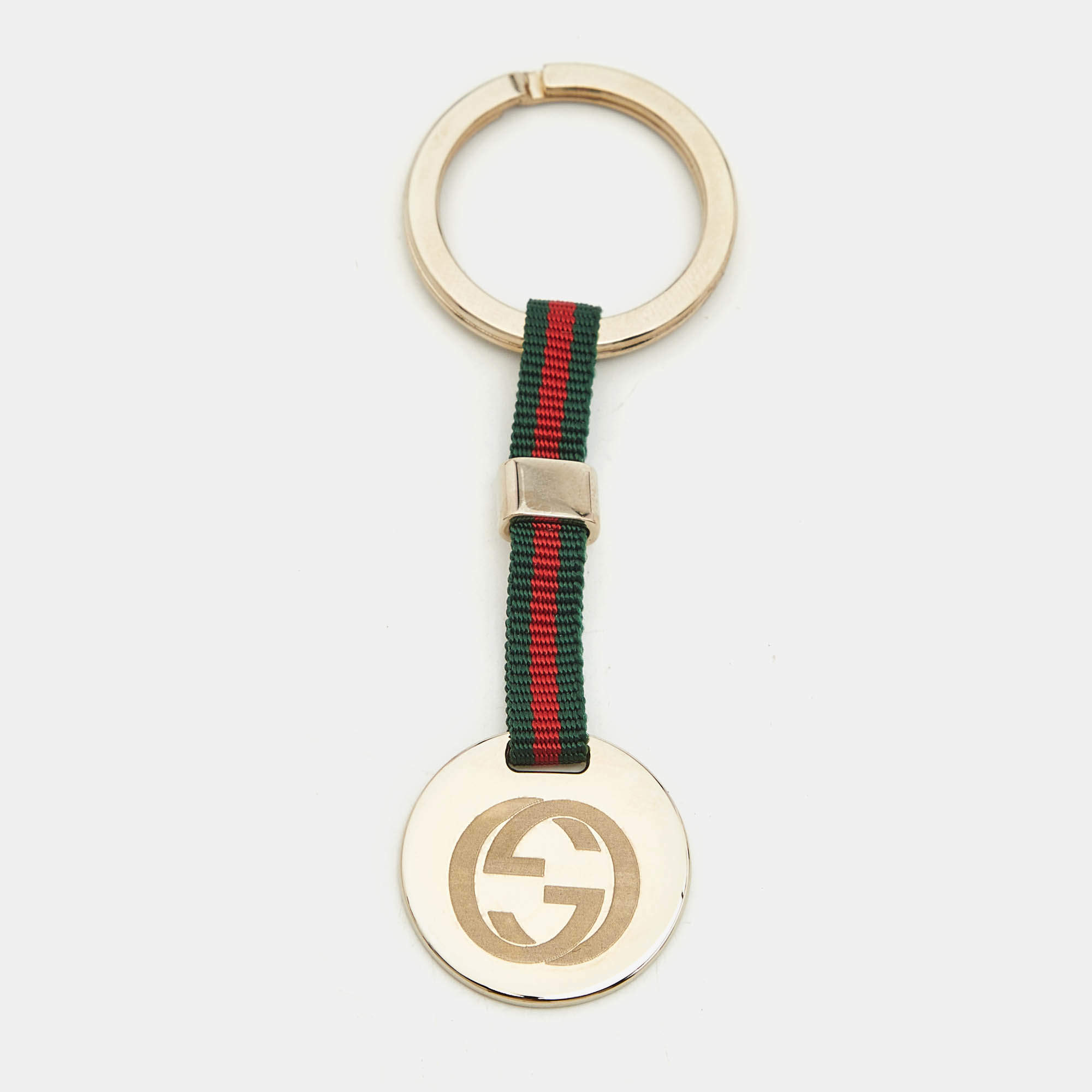 Pre Owned Gucci Ribbon Gold Tone Key Ring