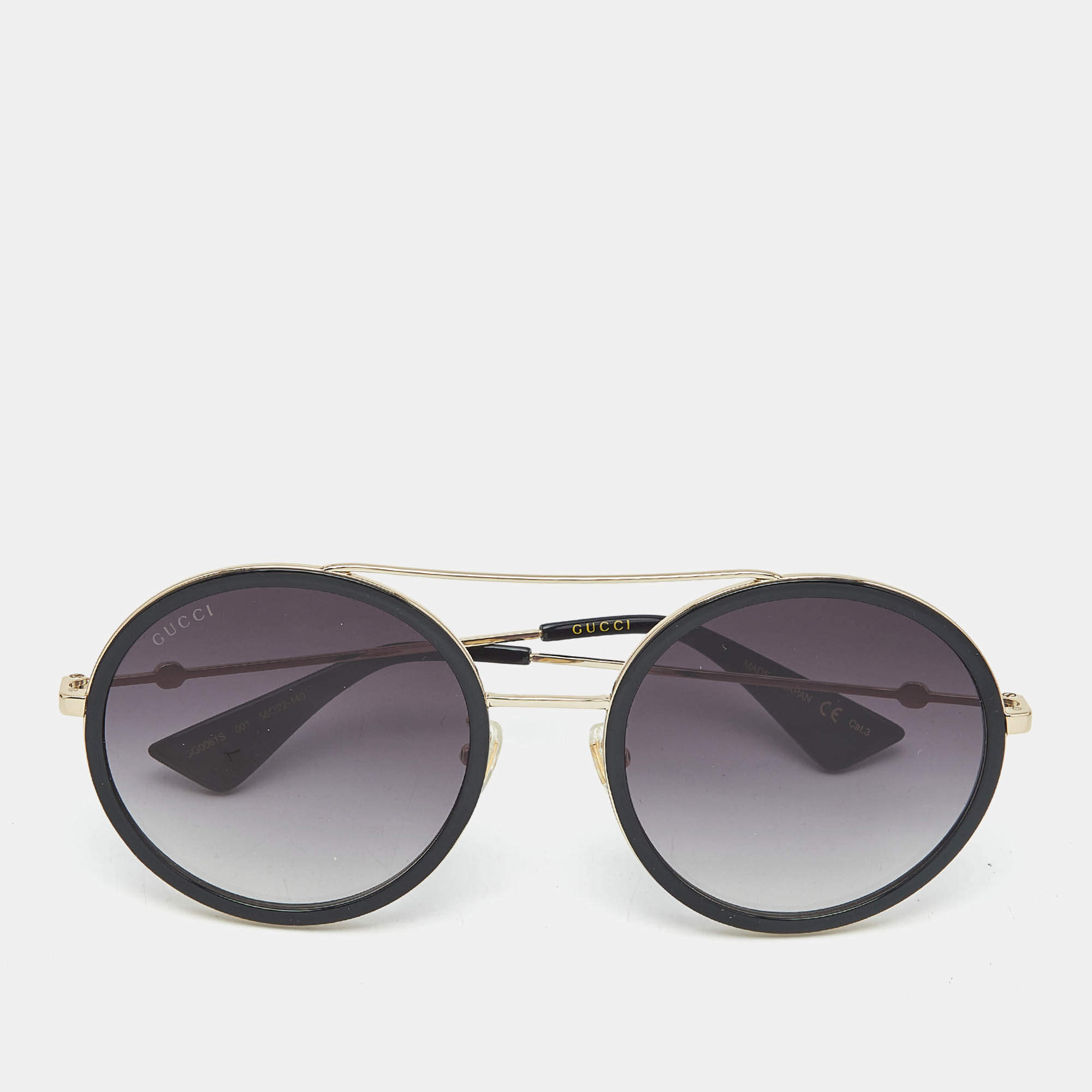 Pre Owned Gucci Black Gradient GG0061S Round Sunglasses