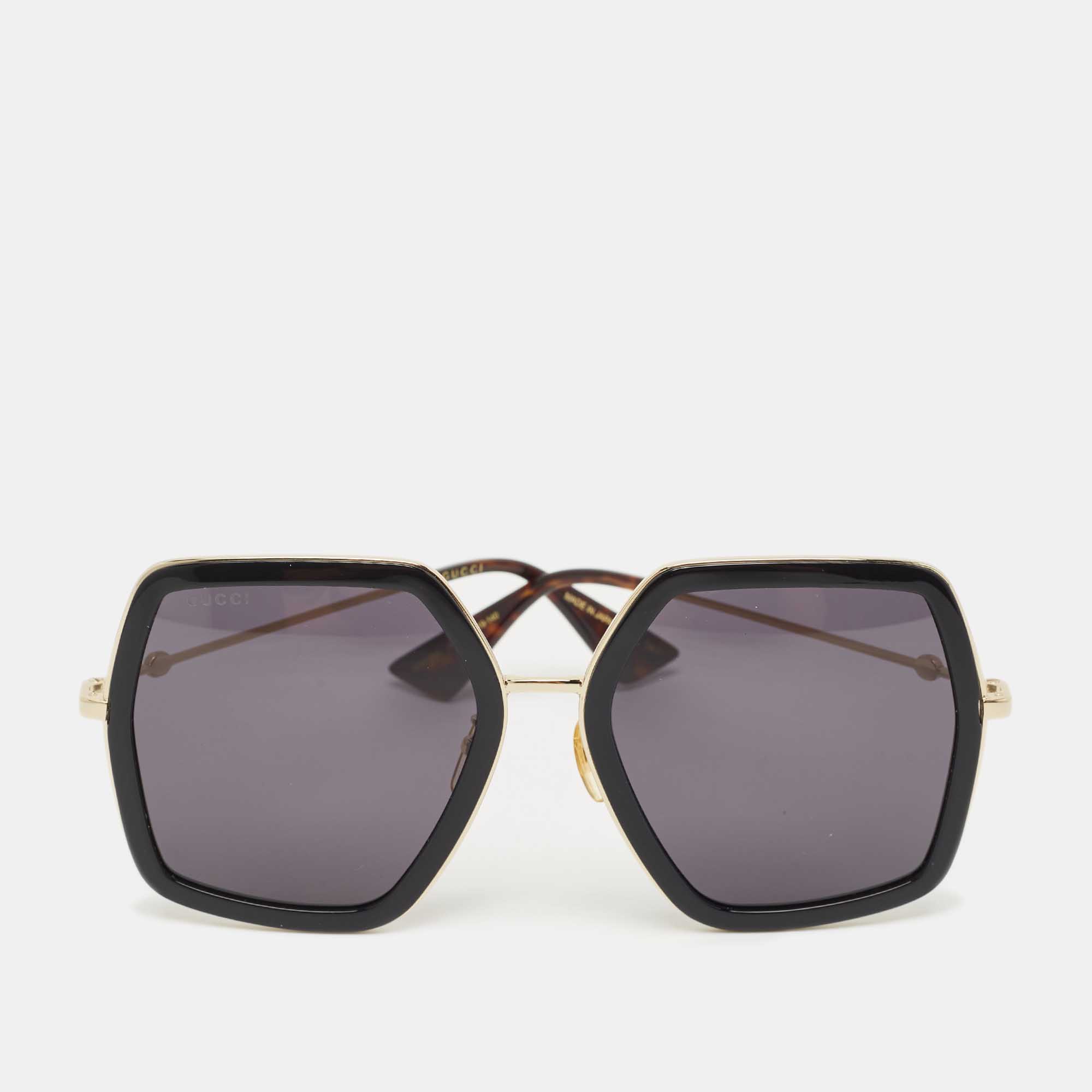 Pre Owned Gucci Black GG0106S Geometric Sunglasses