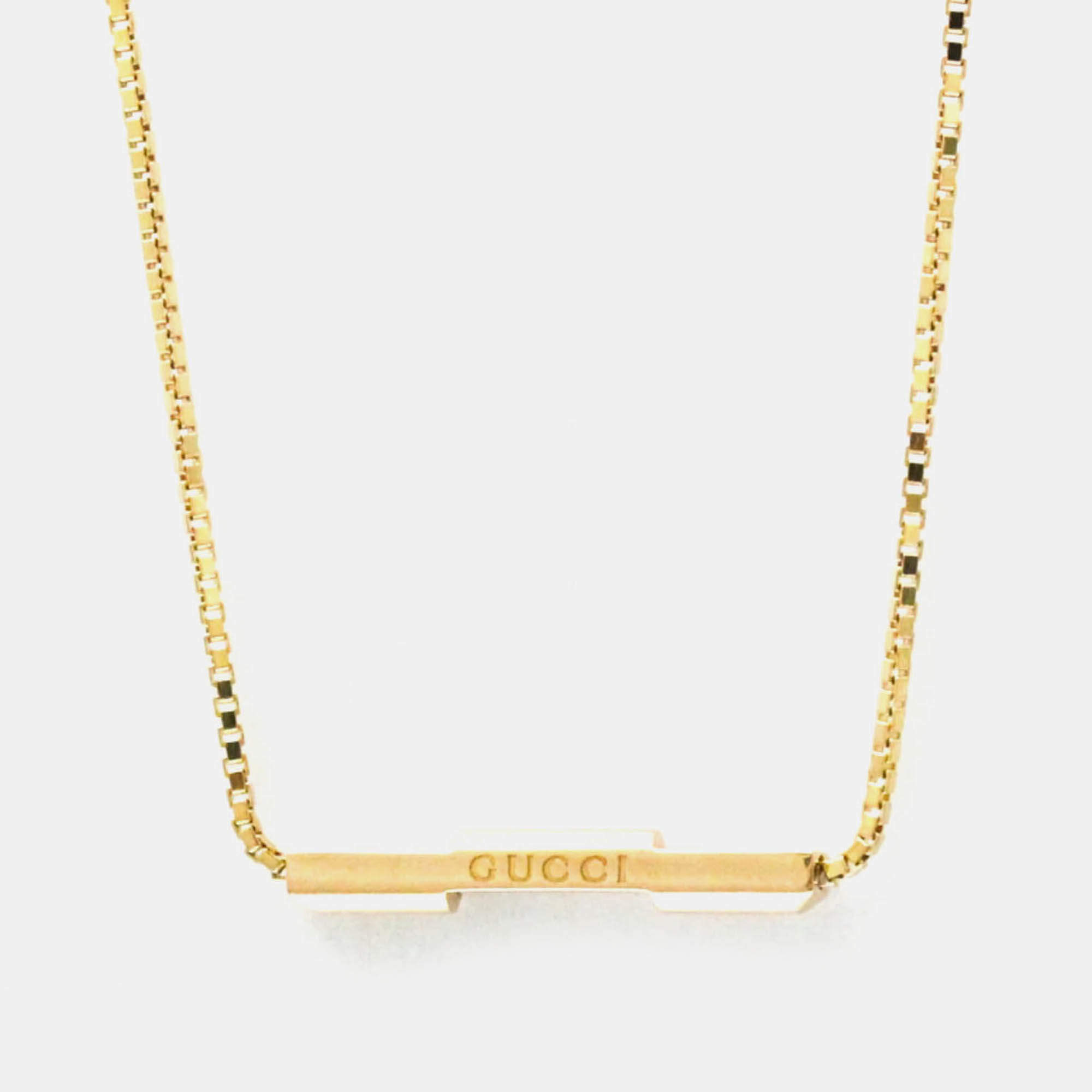 Pre Owned Gucci Link To Love Necklace Pink Gold 18K No Stone Pendant Necklace Pink Gold