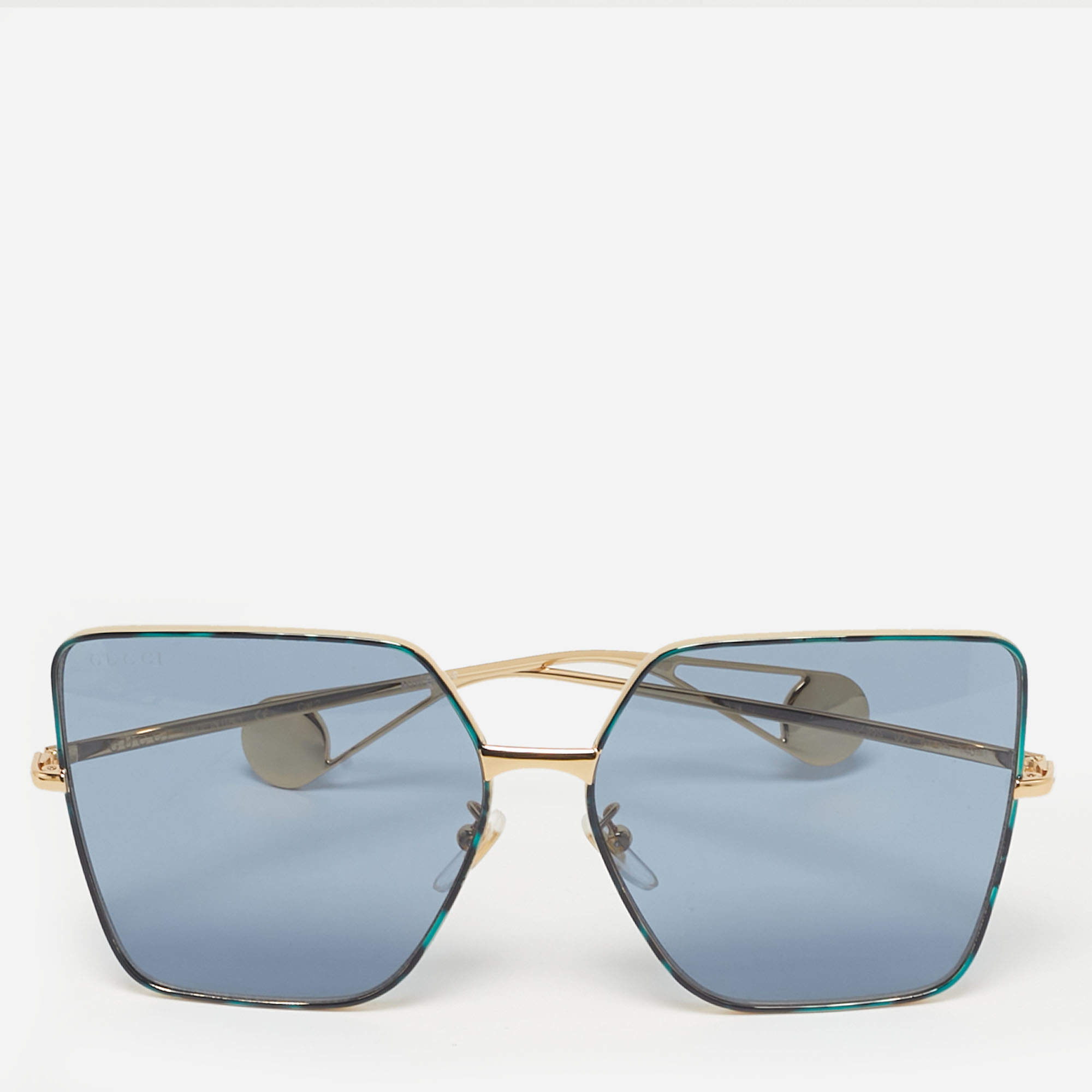 مملوكة مسبقًا Gucci Blue/Gold Tone GG0436S Square Sunglasses