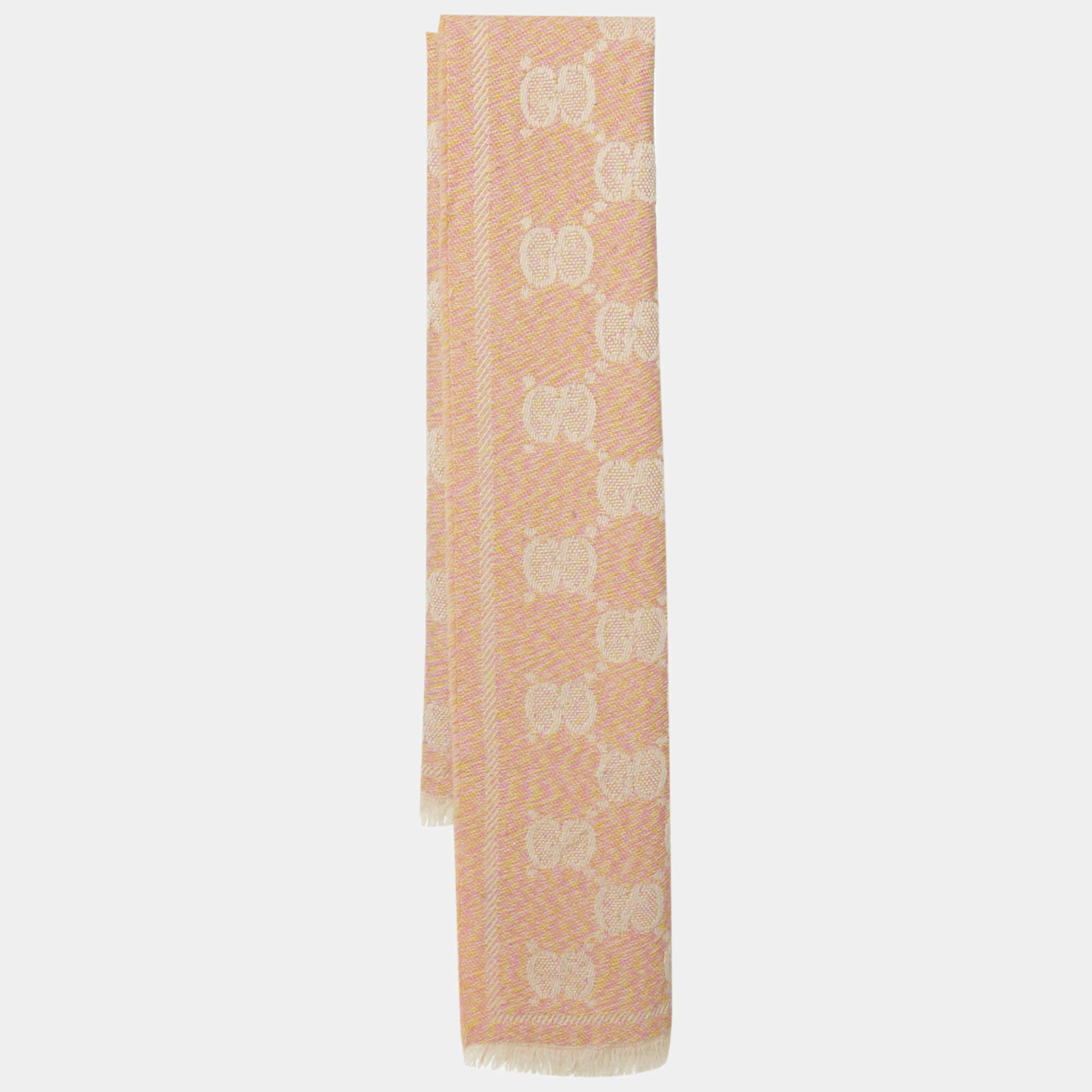Pre Owned Gucci Orange Wool So Lady Moul Nest Scarf