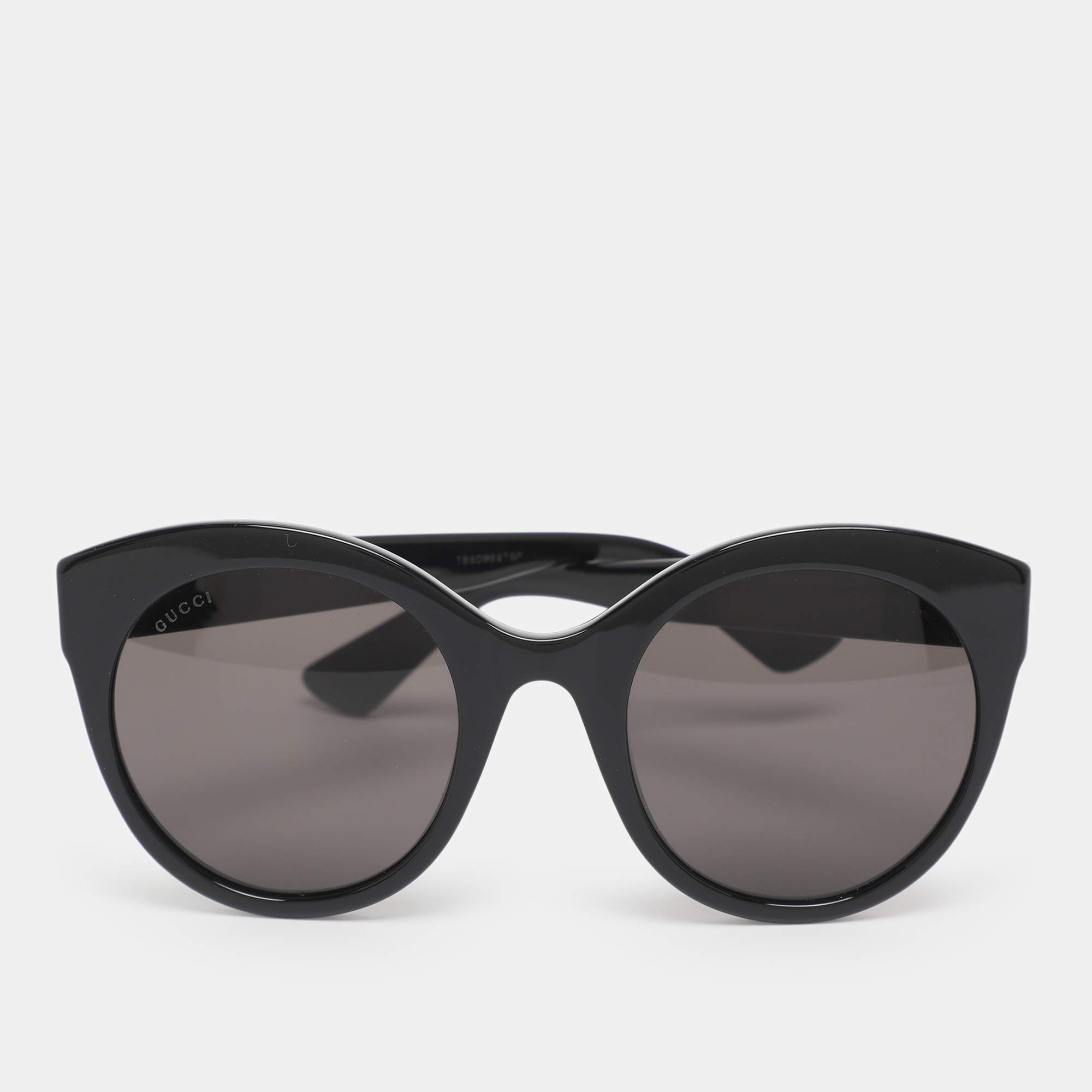 Pre Owned Gucci Black Acetate GG0028S Round Sunglasses 