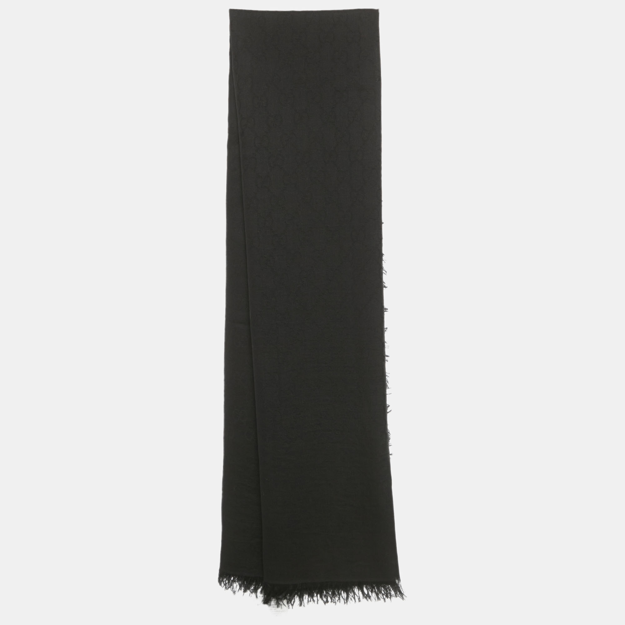 Pre Owned وشاح غوتشي حرير جكار أسود GG