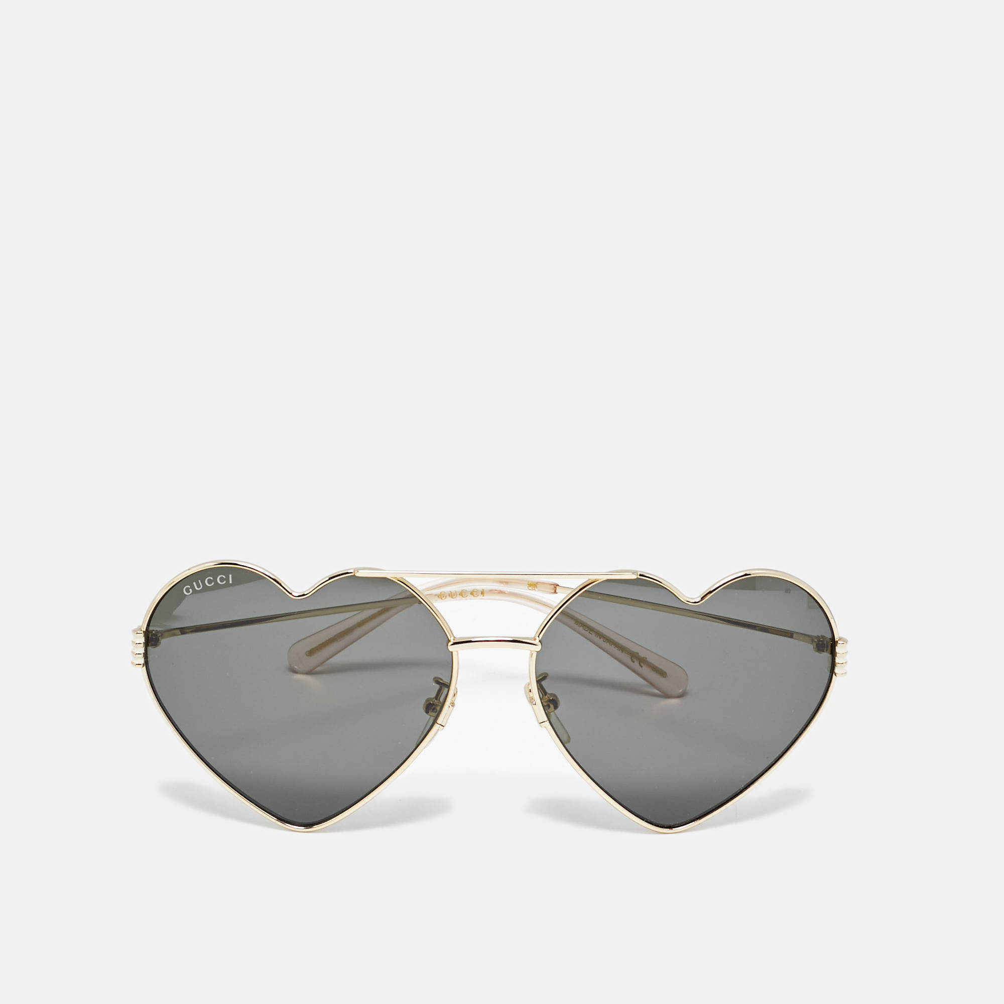 Pre Owned Gucci Black/Gold Tone GG1283S Heart Aviator Sunglasses