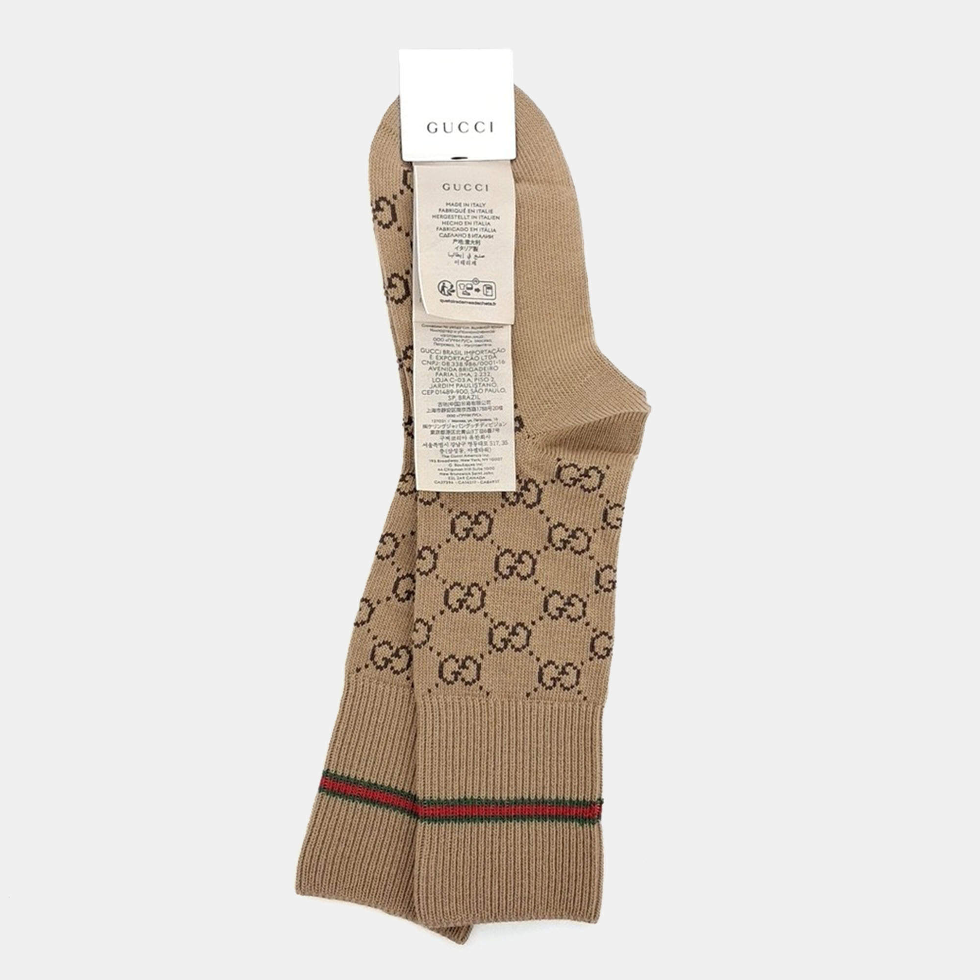 Pre Owned Gucci Beige Web GG Sock