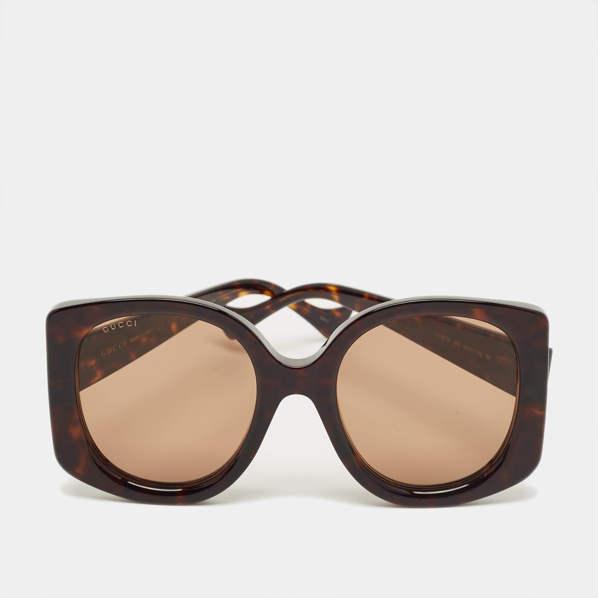 Pre Owned Gucci Brown Gradient GG1257S Interlocking G Oversized Sunglasses
