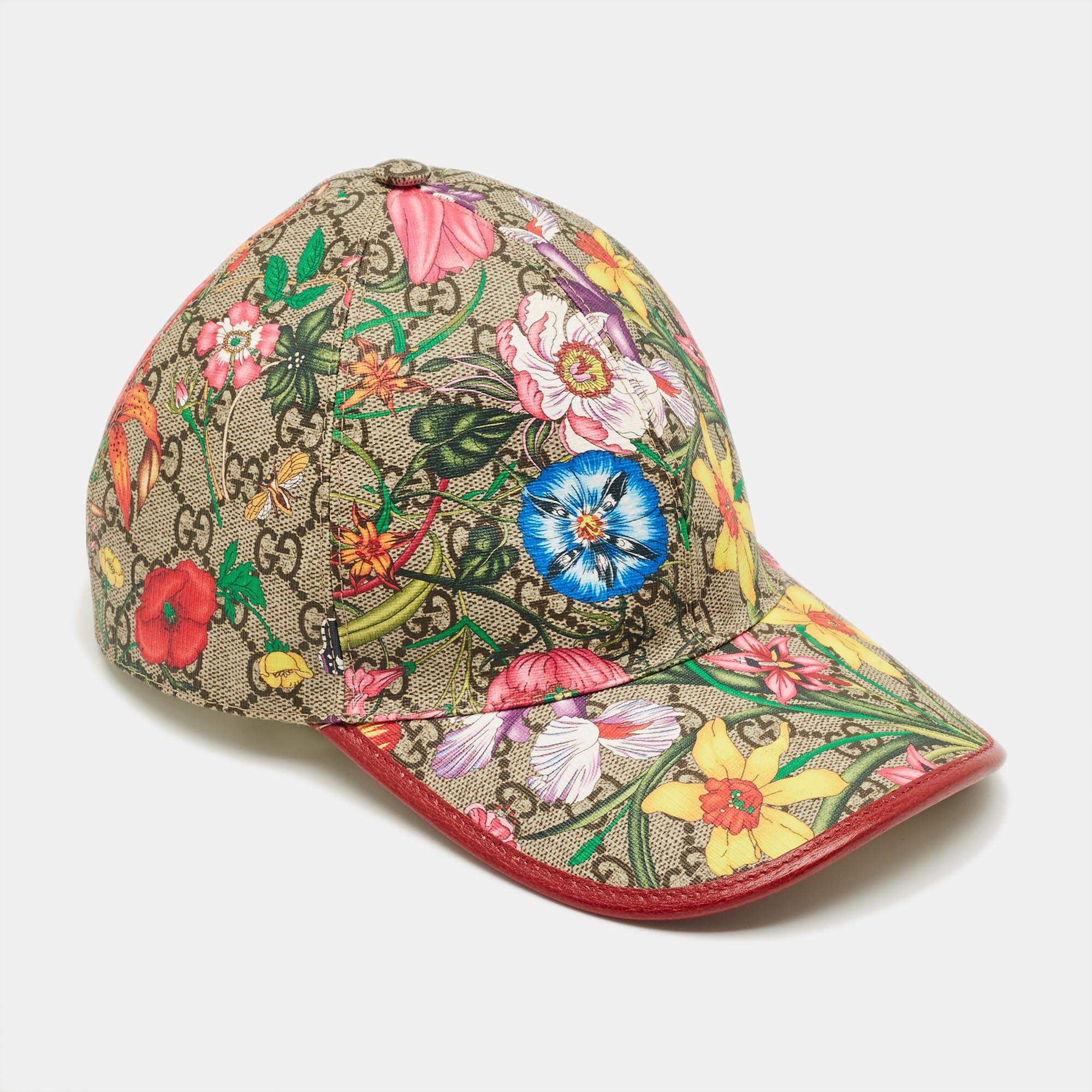 Pre Owned Gucci Multicolor Blooms GG Supreme Canvas Baseball Cap XS/55 cm