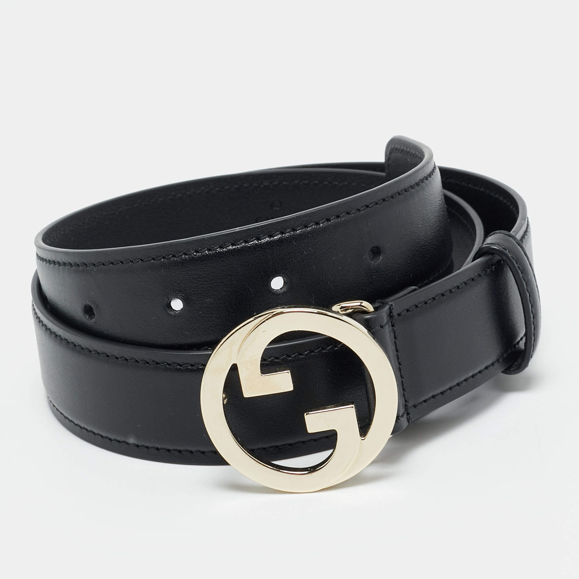 مملوكة مسبقًا Gucci Blondie 75CM Belt Black Leather