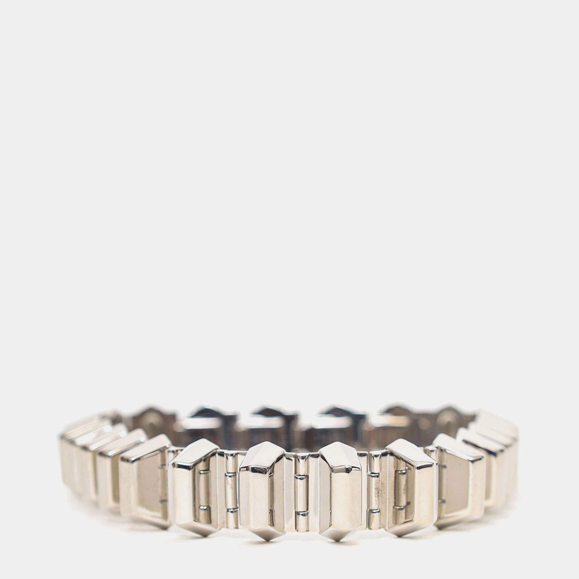 Pre Owned Gucci Silver Tone Spike Choker Necklace