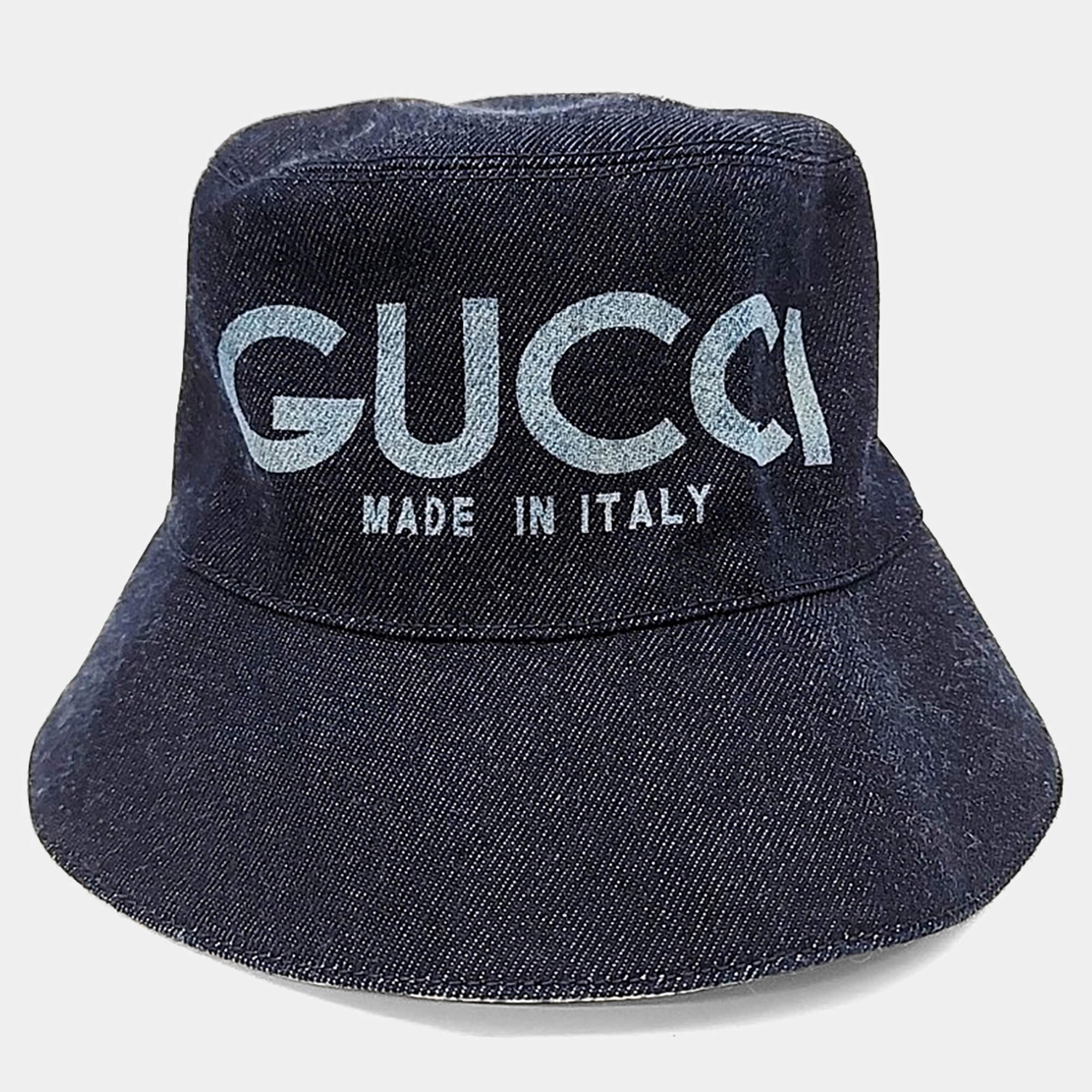 Pre Owned Gucci Blue Denim Bucket Hat