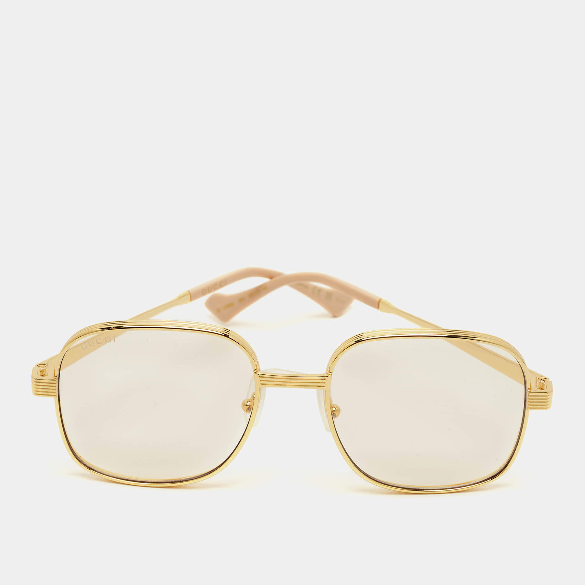 مملوكة مسبقًا Gucci Gold Tone GG0788S Square Sunglasses