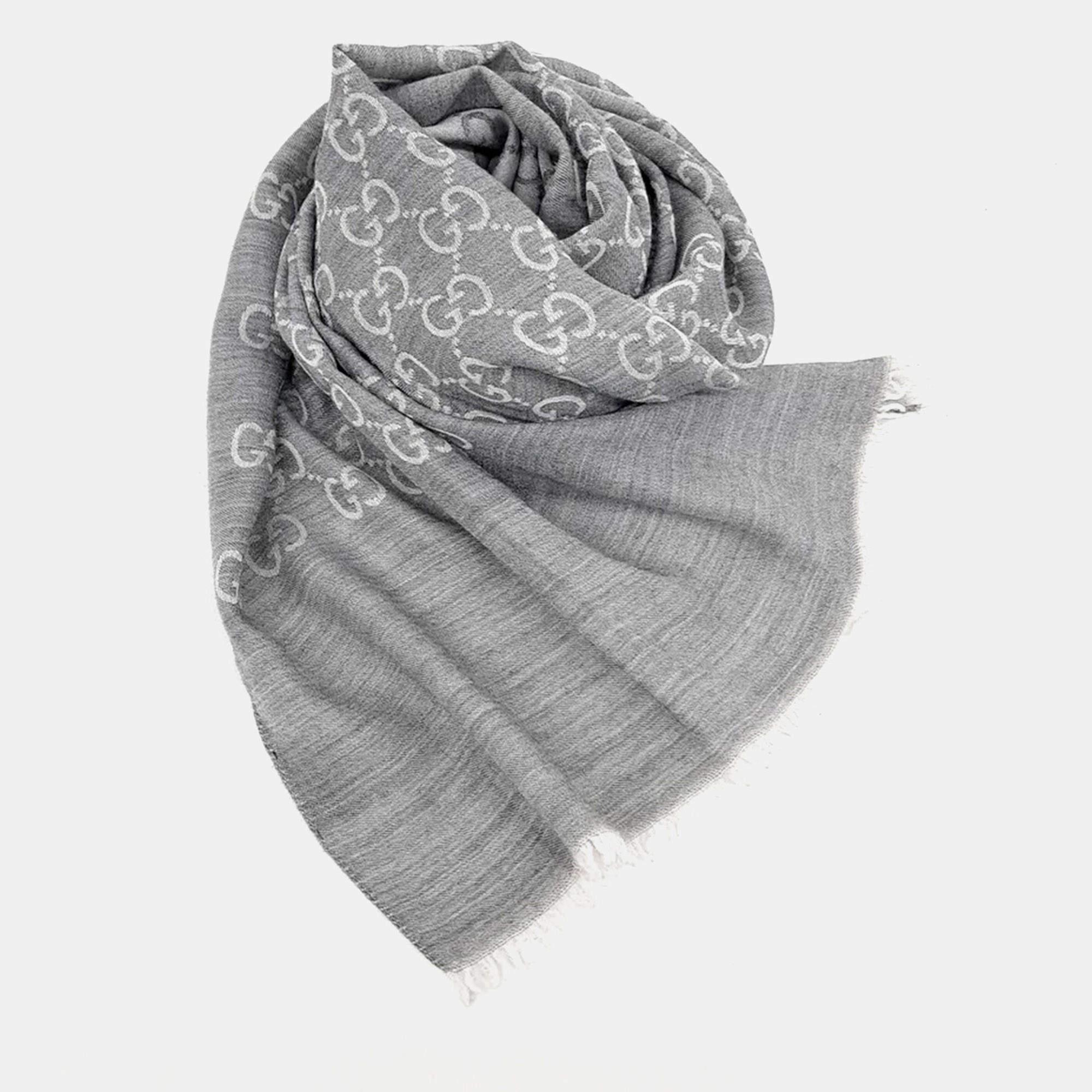 Pre Owned وشاح غوتشي صوف رمادي