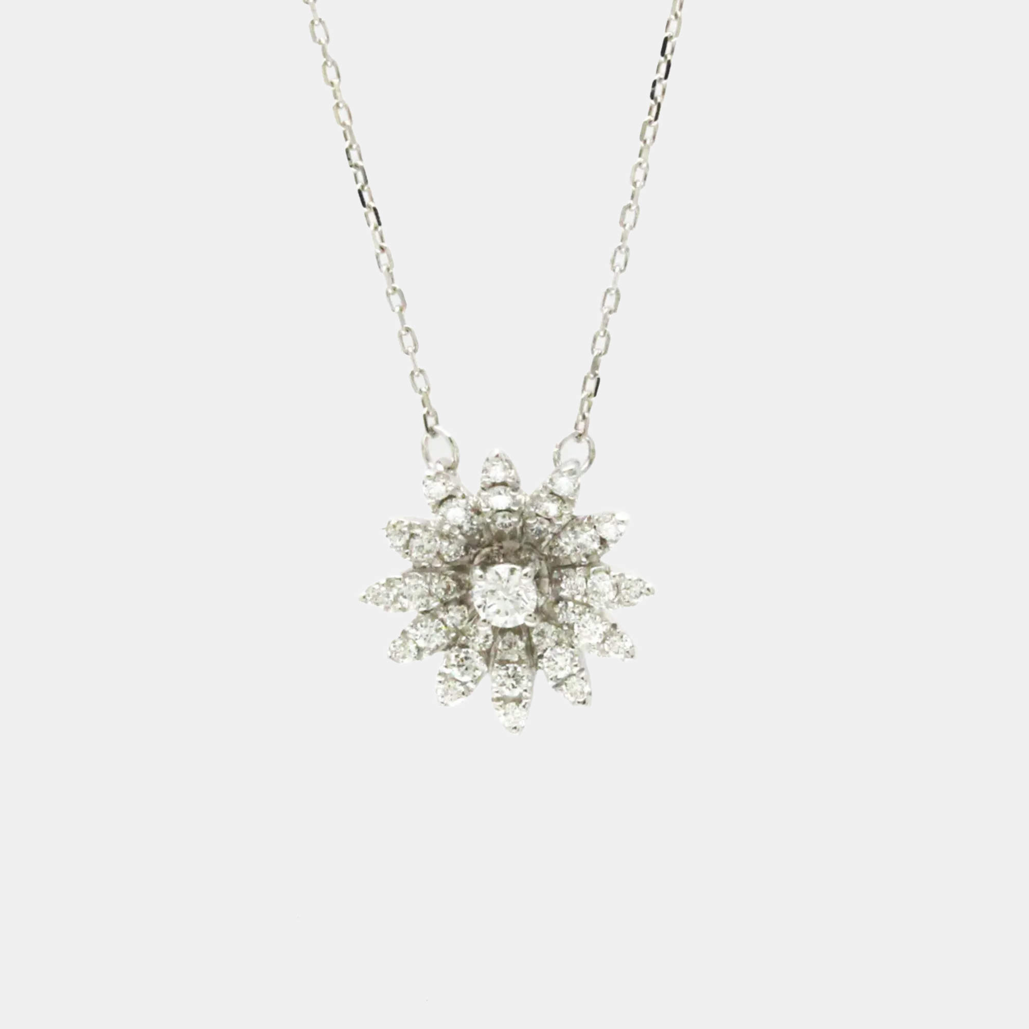 مملوكة مسبقًا Gucci Flora Diamond Necklace White Gold 18K Diamond Pendant Necklace Silver