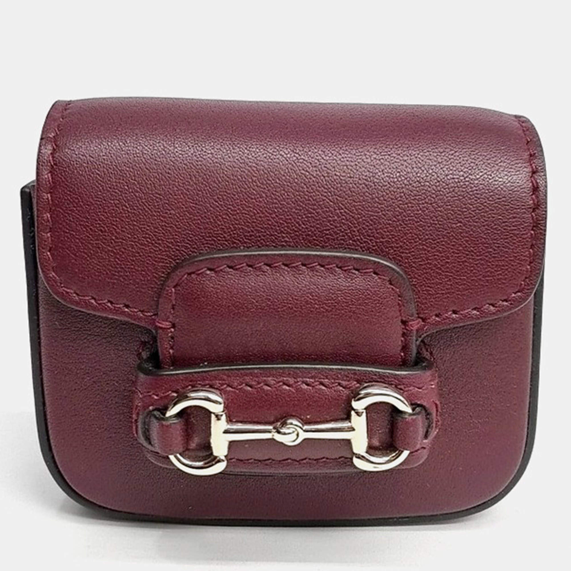 Pre Owned Gucci 1955 Horsebit Burgundy Leather Keyring and Bag Charm