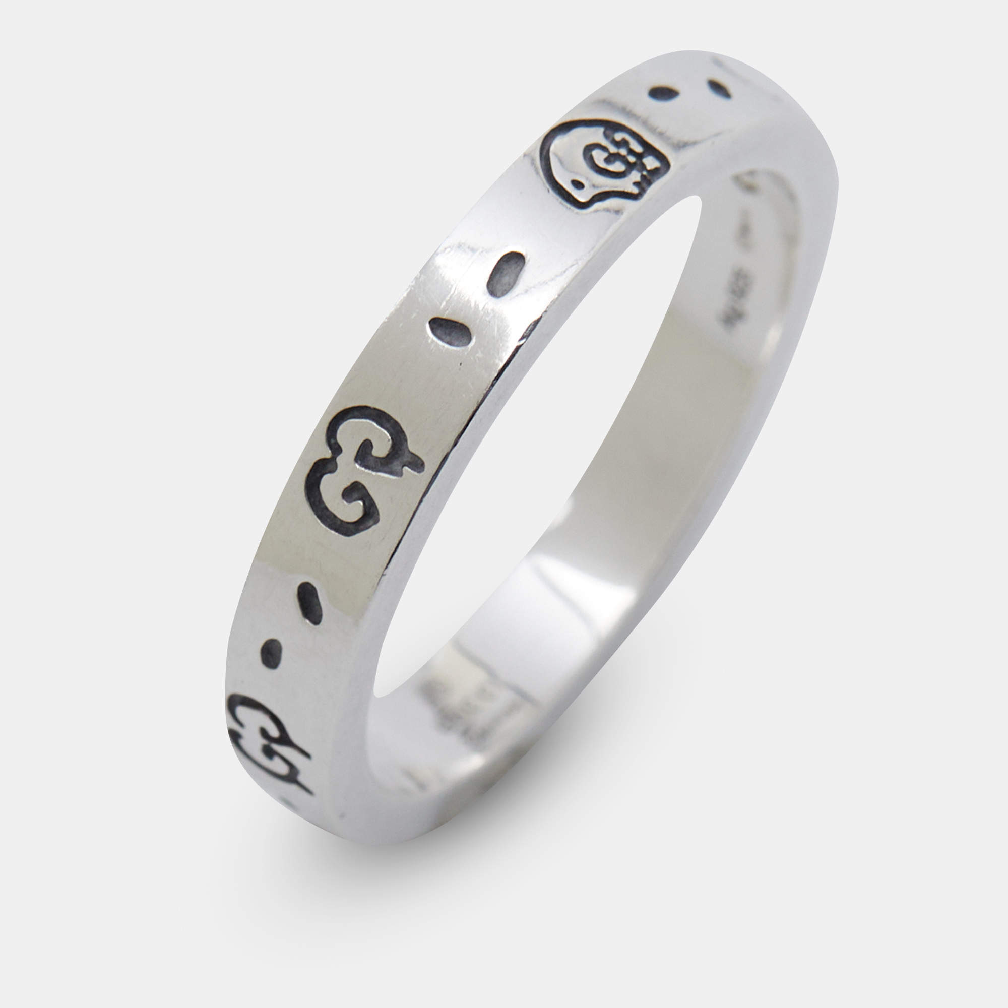 مملوكة مسبقًا Gucci Ghost Sterling Silver Thin Band Ring Size 67