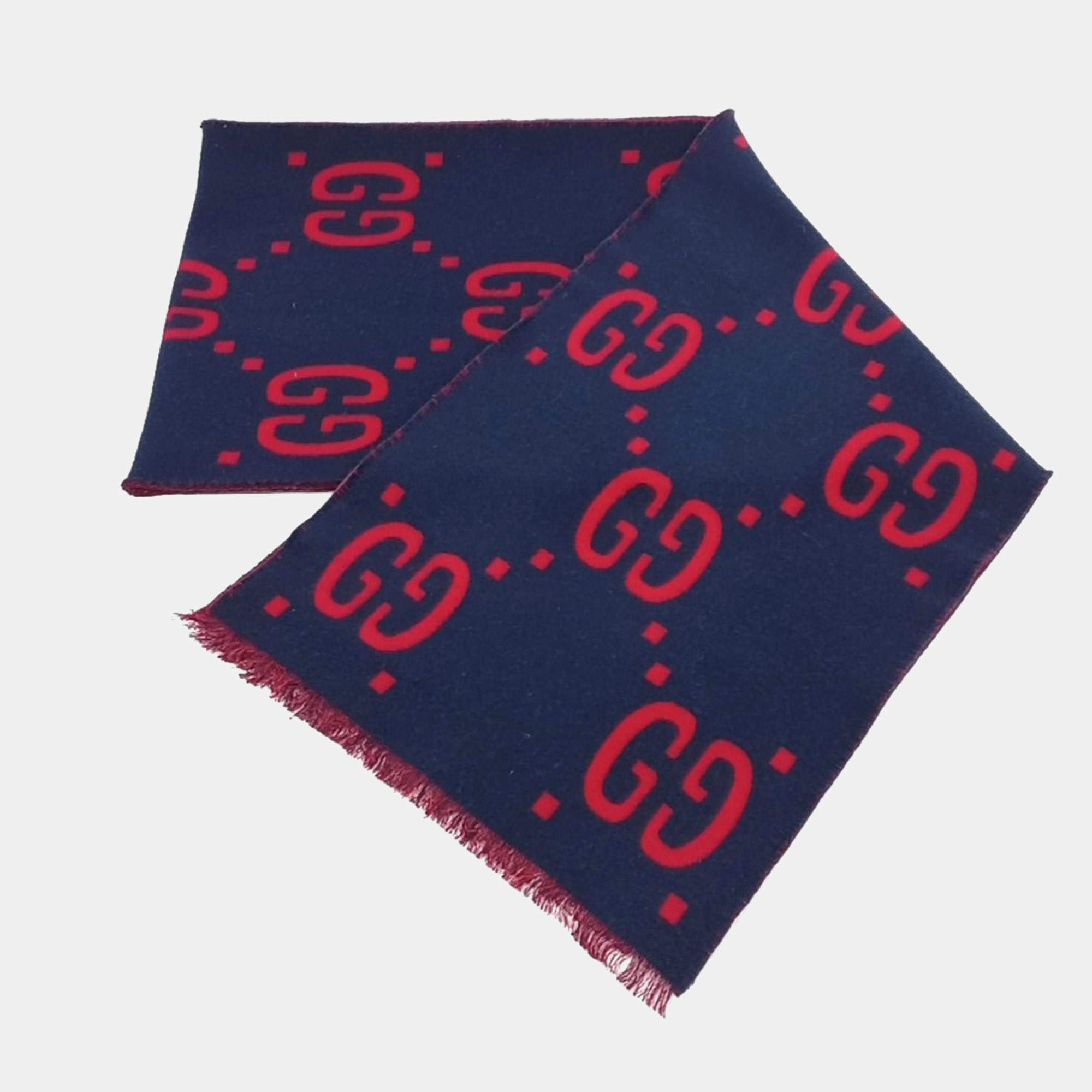 Pre Owned Gucci Multicolor Silk Wool Scarf