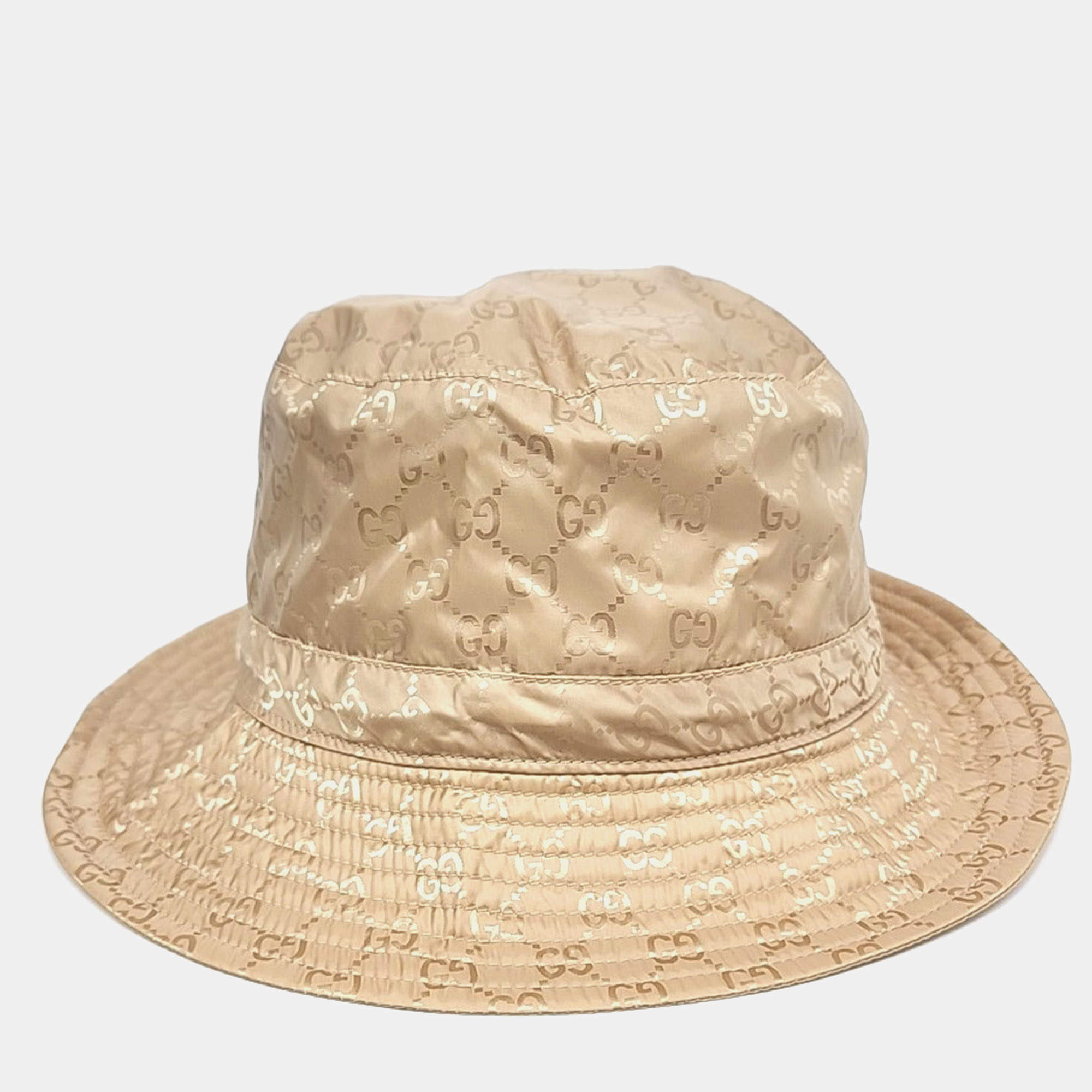 Pre Owned Gucci Beige Polyamide reversible hat