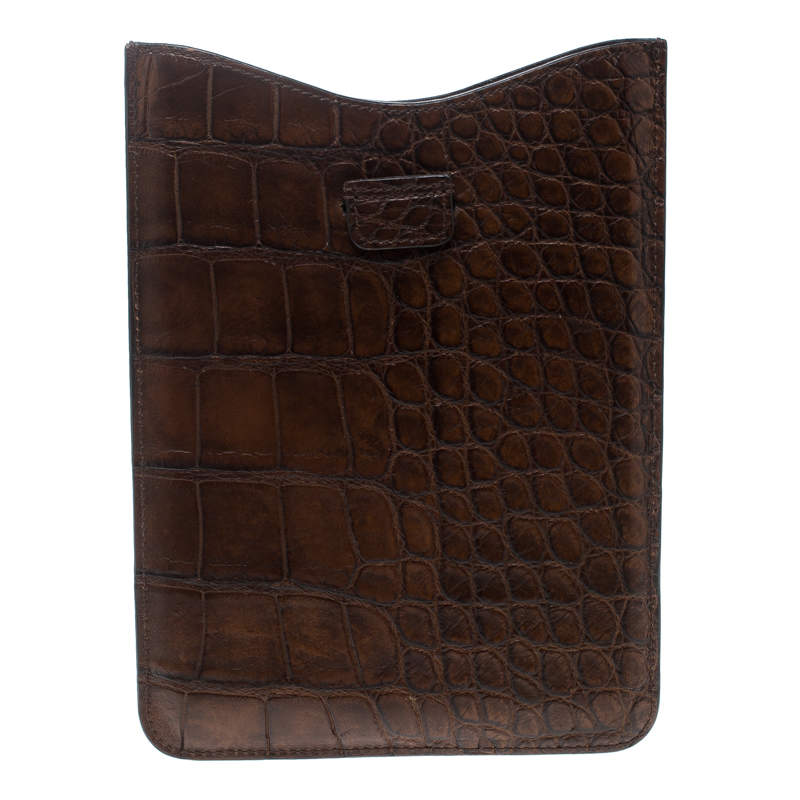Pre Owned Gucci Brown Alligator IPad Mini Case