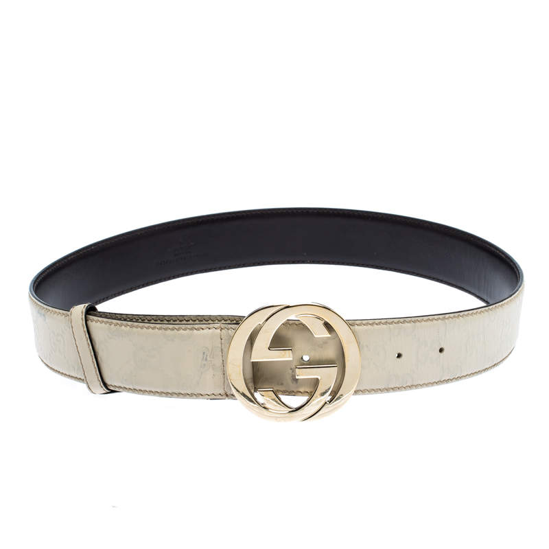 Gucci White Guccissima Leather Interlocking GG Belt Size 95CM Gucci ...