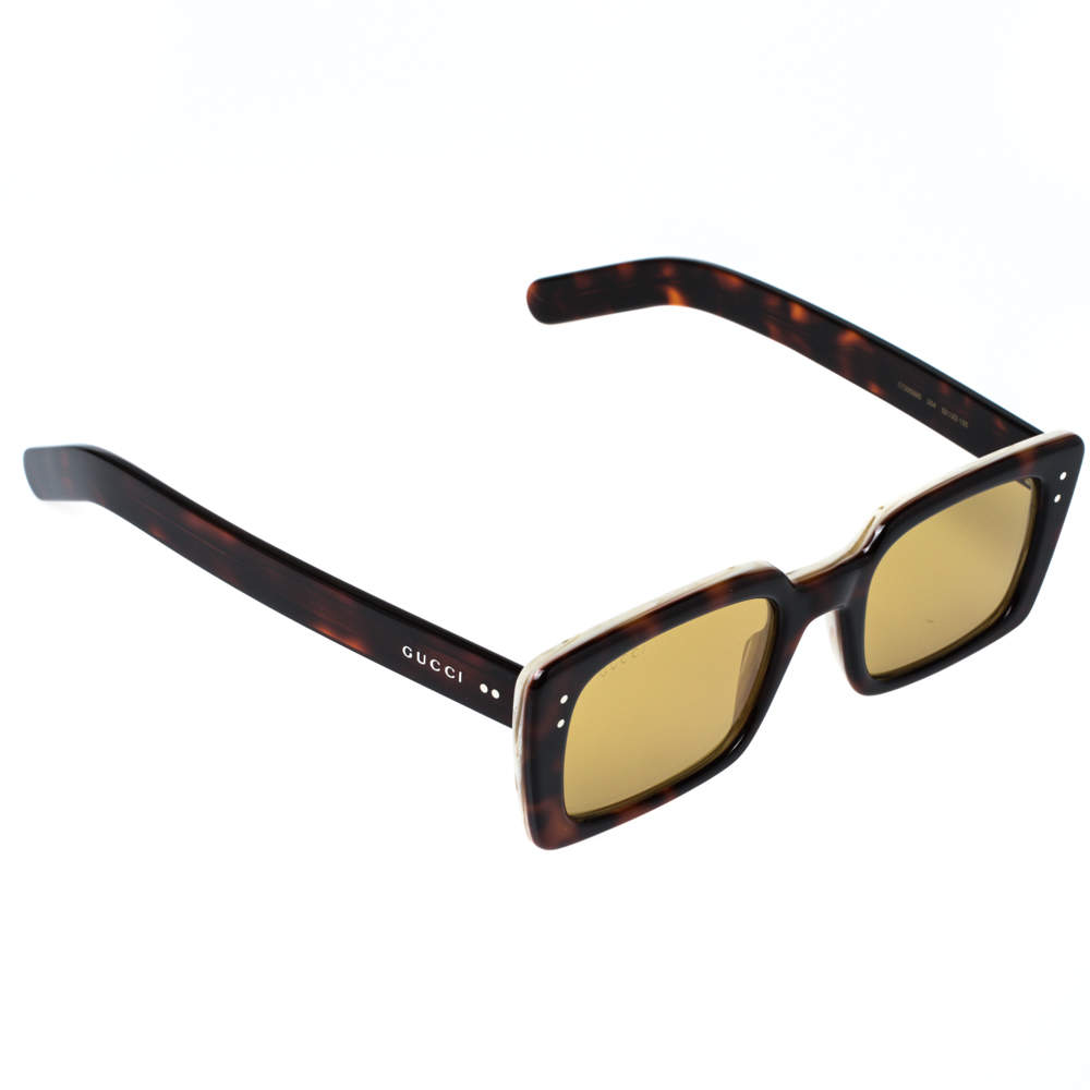 Gucci Havana Brown/ Yellow GG0539S Rectangle Sunglasses