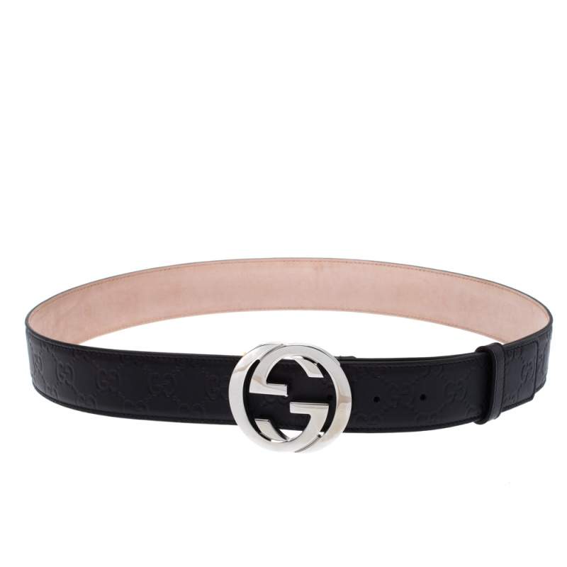 Gucci Black Guccissima Leather Interlocking G Belt 100CM Gucci | The ...