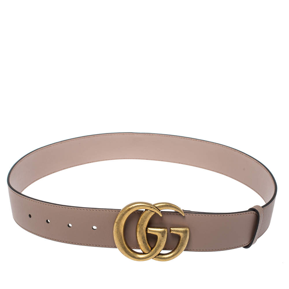 Gucci Beige Leather GG Marmont Buckle Belt 80CM Gucci | The Luxury Closet