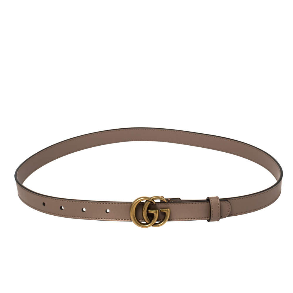Gucci Old Rose Leather GG Marmont Buckle Narrow Belt 85CM