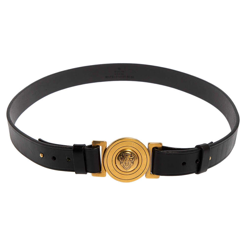 Pre Owned حزام غوتشي هيستريا جلد أسود 85 سم