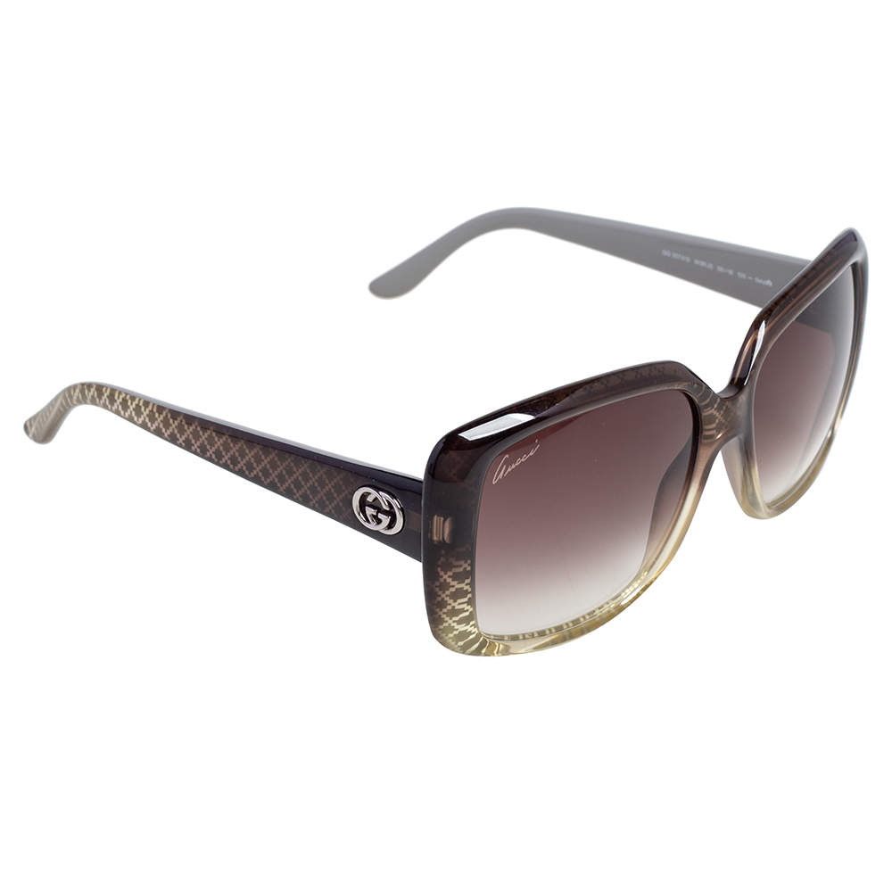 Gucci Beige/Black GG3574/S Oversized Rectangular Sunglasses