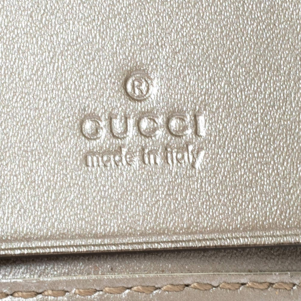 Gucci Metallic Silver GG Imprime Coated Canvas Key Case Holder Gucci