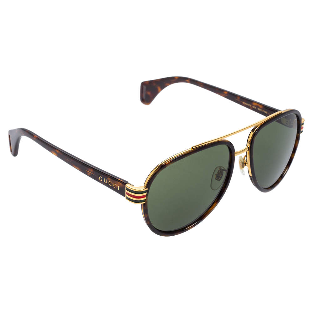 Gucci Green/Brown Tortoise GG0447S Aviators Sunglasses Gucci | TLC