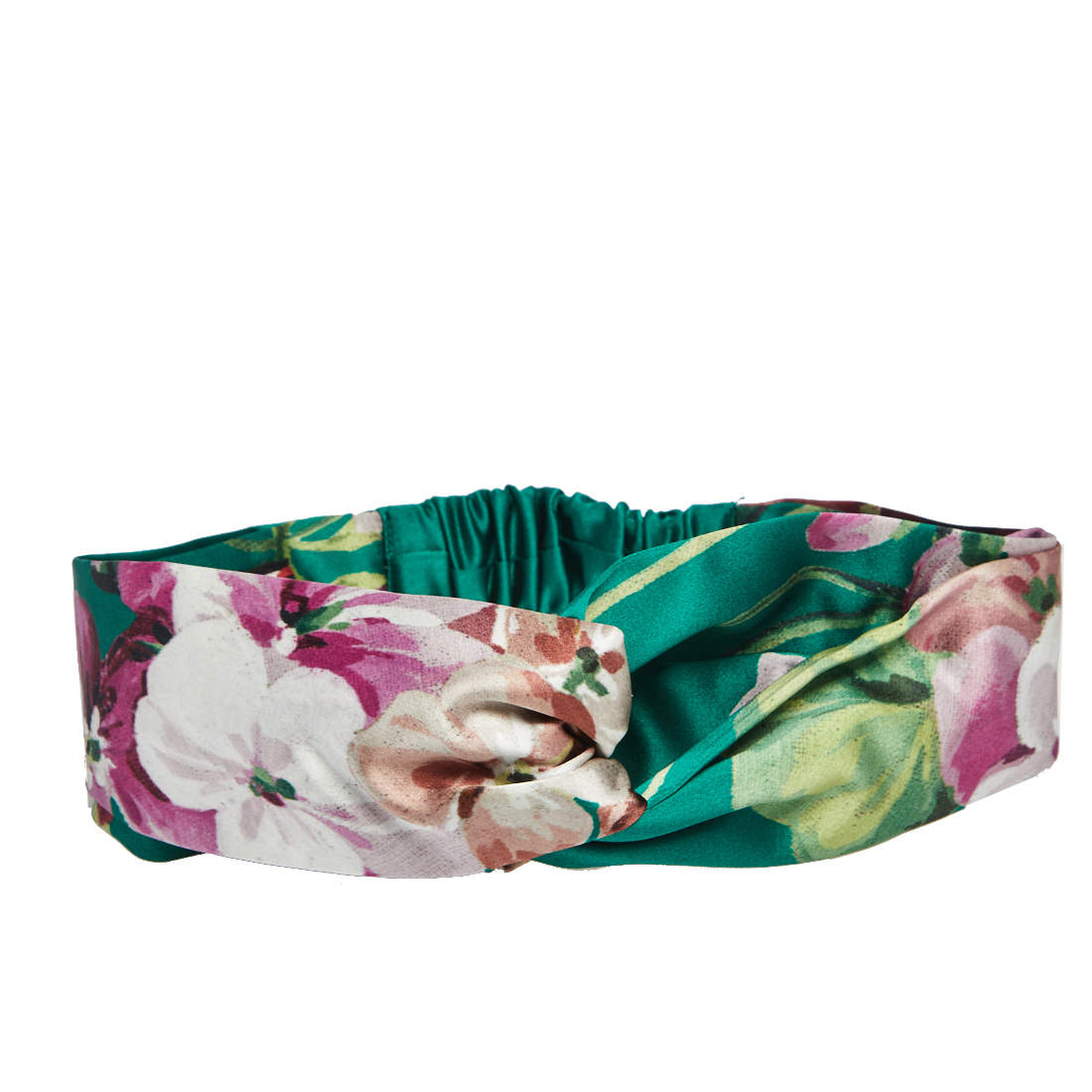 Gucci Green Floral Print Silk Headband