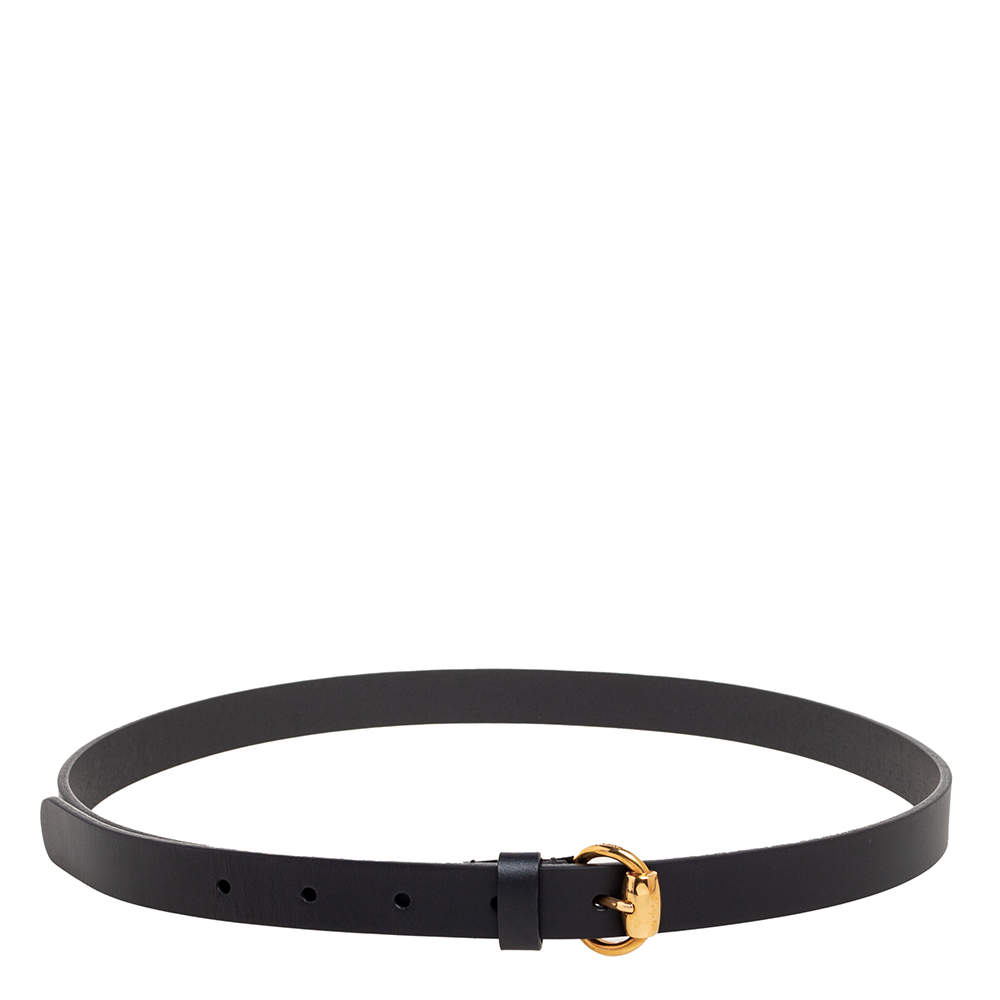 Pre Owned Gucci Black Leather Horsebit Buckle Belt 85CM