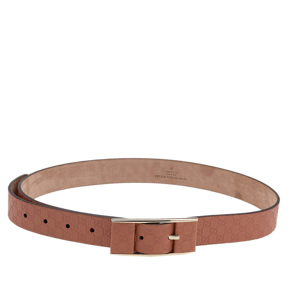 Pre Owned Gucci Beige Microguccissima Leather Waist Belt 85CM