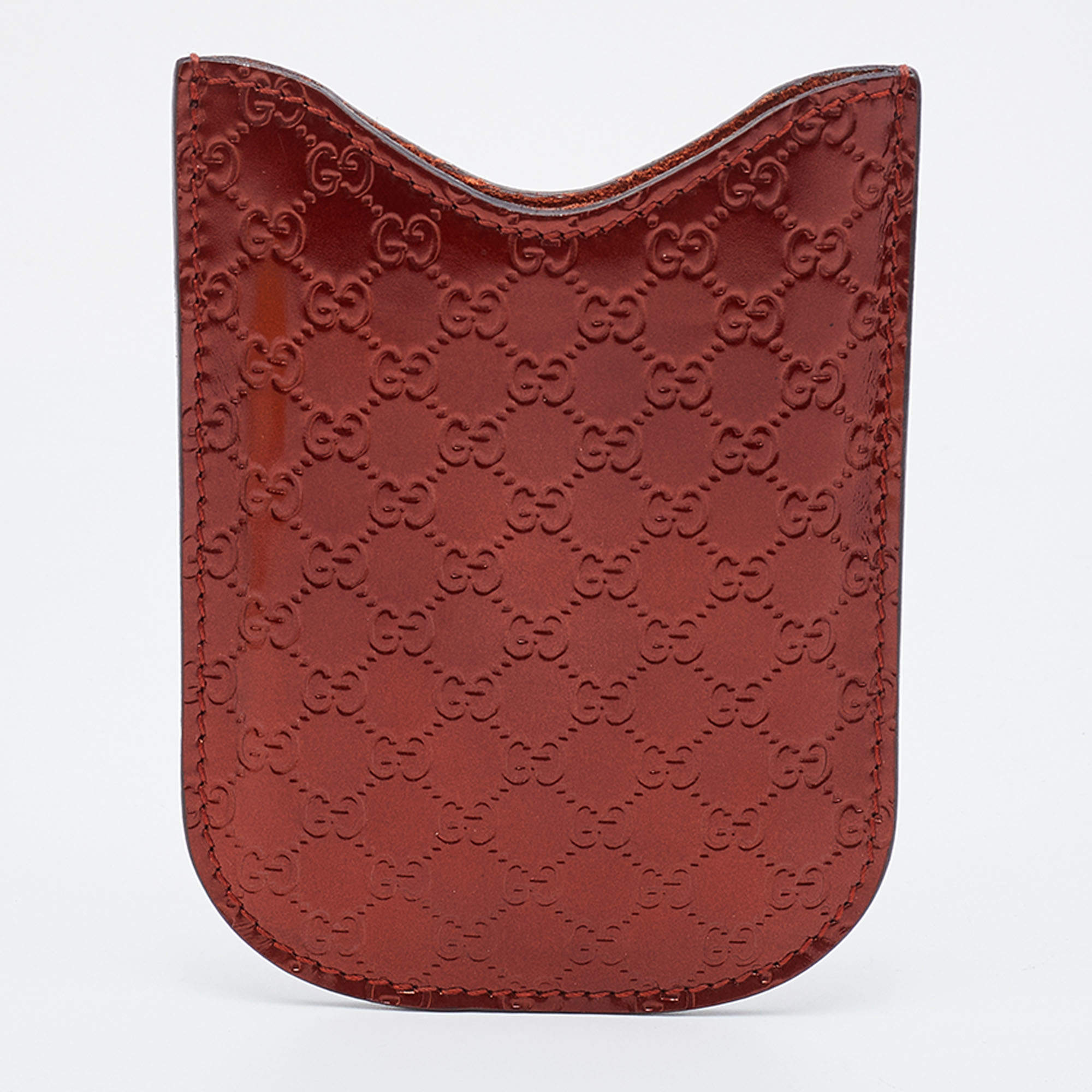 Pre Owned Gucci Rust Orange Microguccissima Patent Leather Blackberry Phone Case