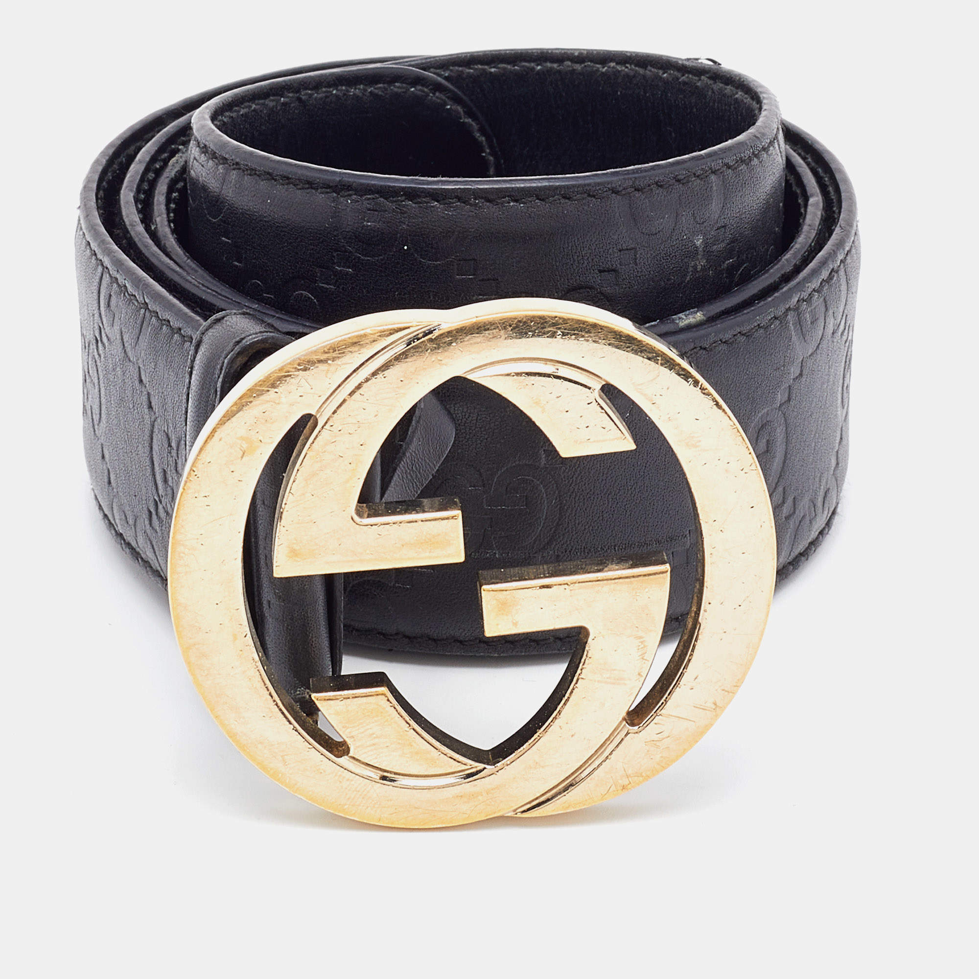 NWT Gucci Guccissima Leather Interlocking GG Buckle Belt - Champagne - Sz.  70/28