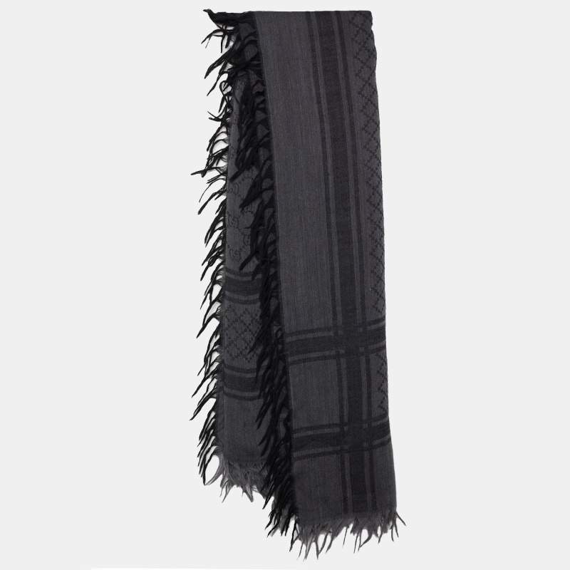 Gucci Grey Wool & Silk Survive Shawl
