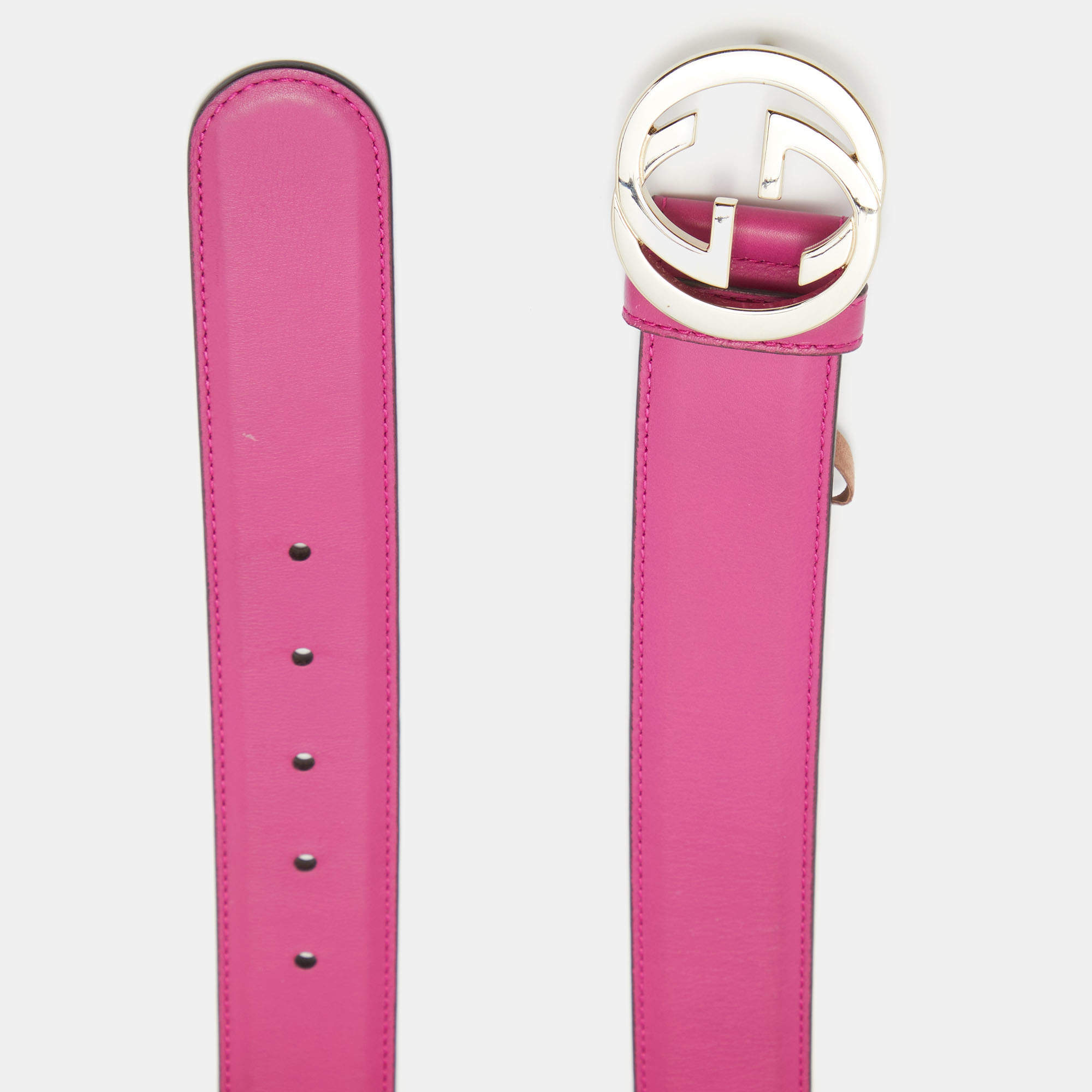 Gucci Pink Leather Double G Belt 80, myGemma, NL